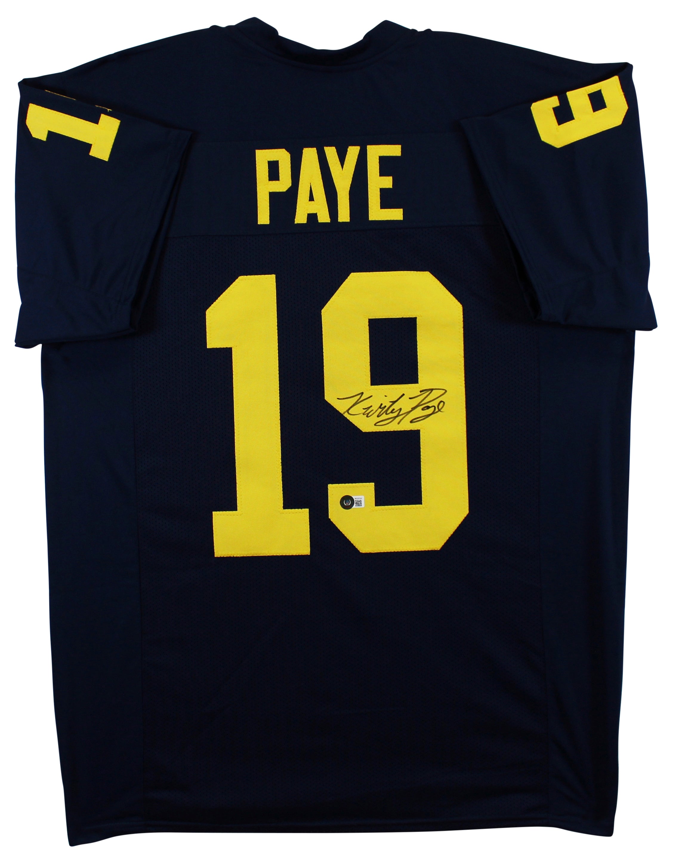Michigan Kwity Paye Authentic Signed Navy Blue Pro Style Jersey BAS Witnessed