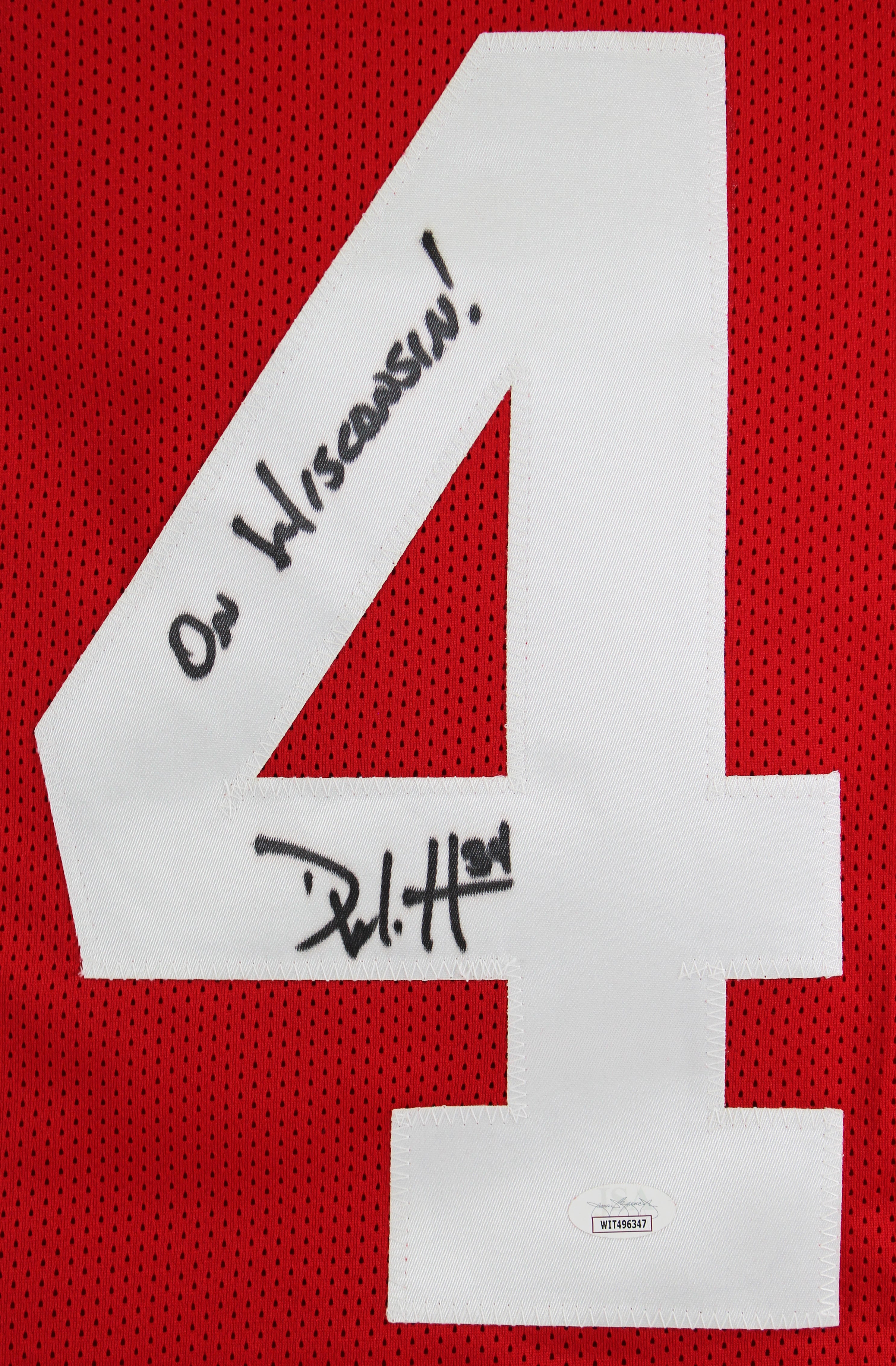 Derek Watt "On Wisconsin!" Authentic Signed Red Pro Style Jersey JSA Witness