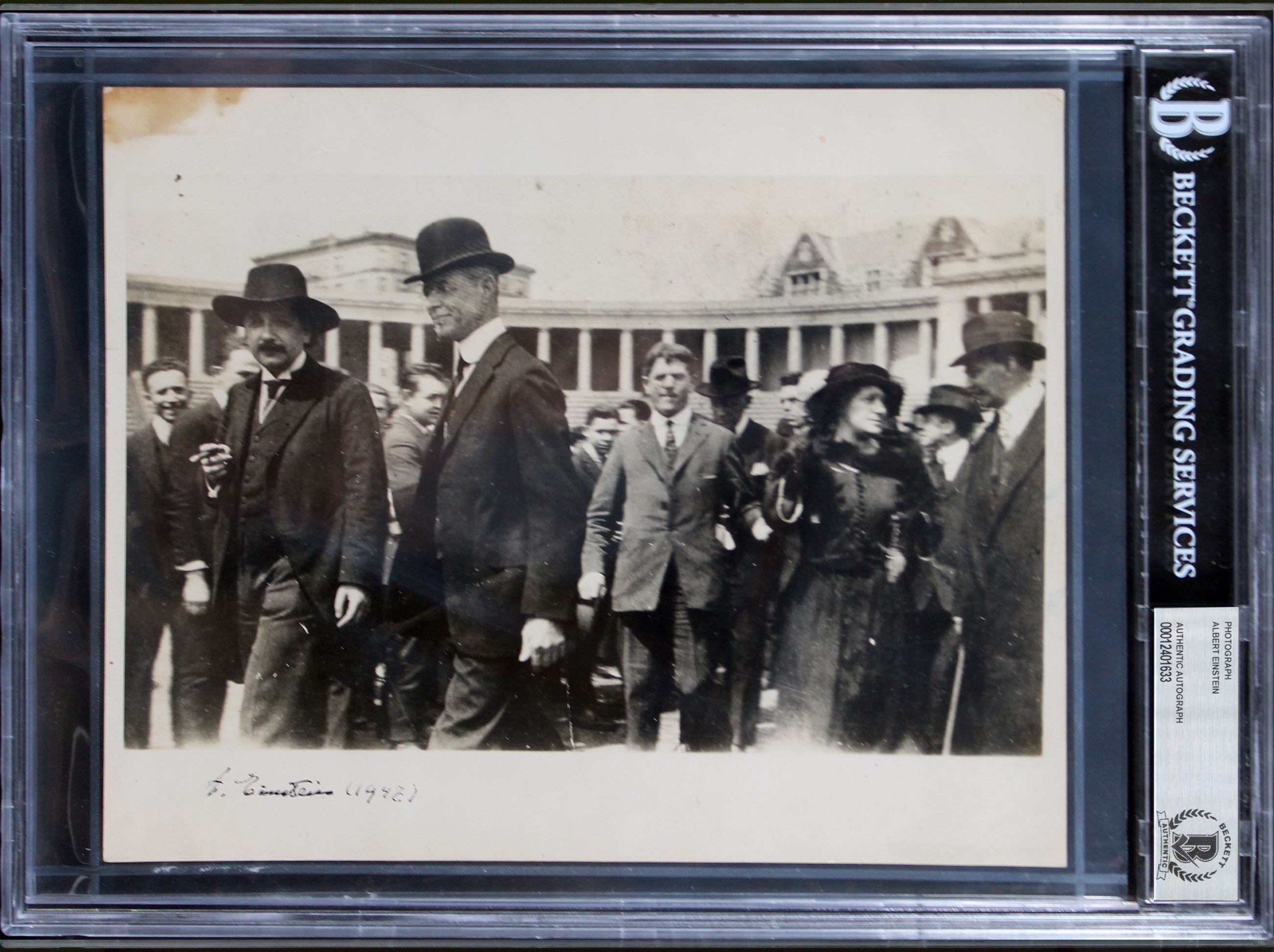 Albert Einstein "1943" Authentic Signed 8x10 Black & White Photo BAS Slabbed