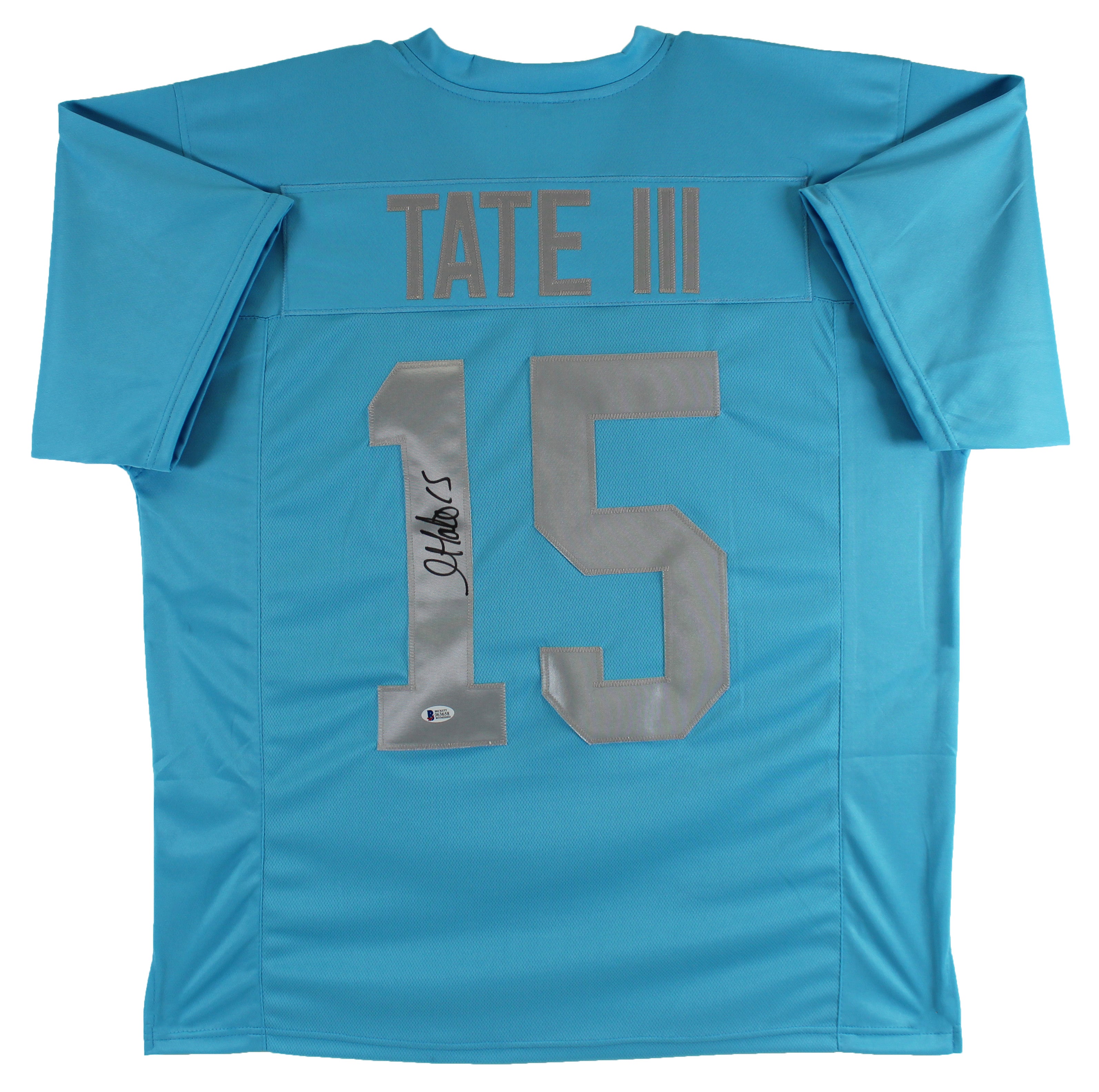 Golden Tate III Authentic Signed Blue Pro Style Jersey w/ Silver #s BAS Wit