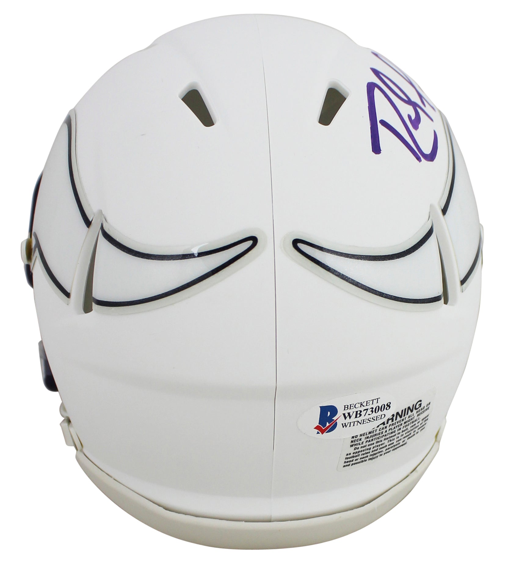 Vikings Randy Moss Authentic Signed Flat White Speed Mini Helmet BAS Witnessed