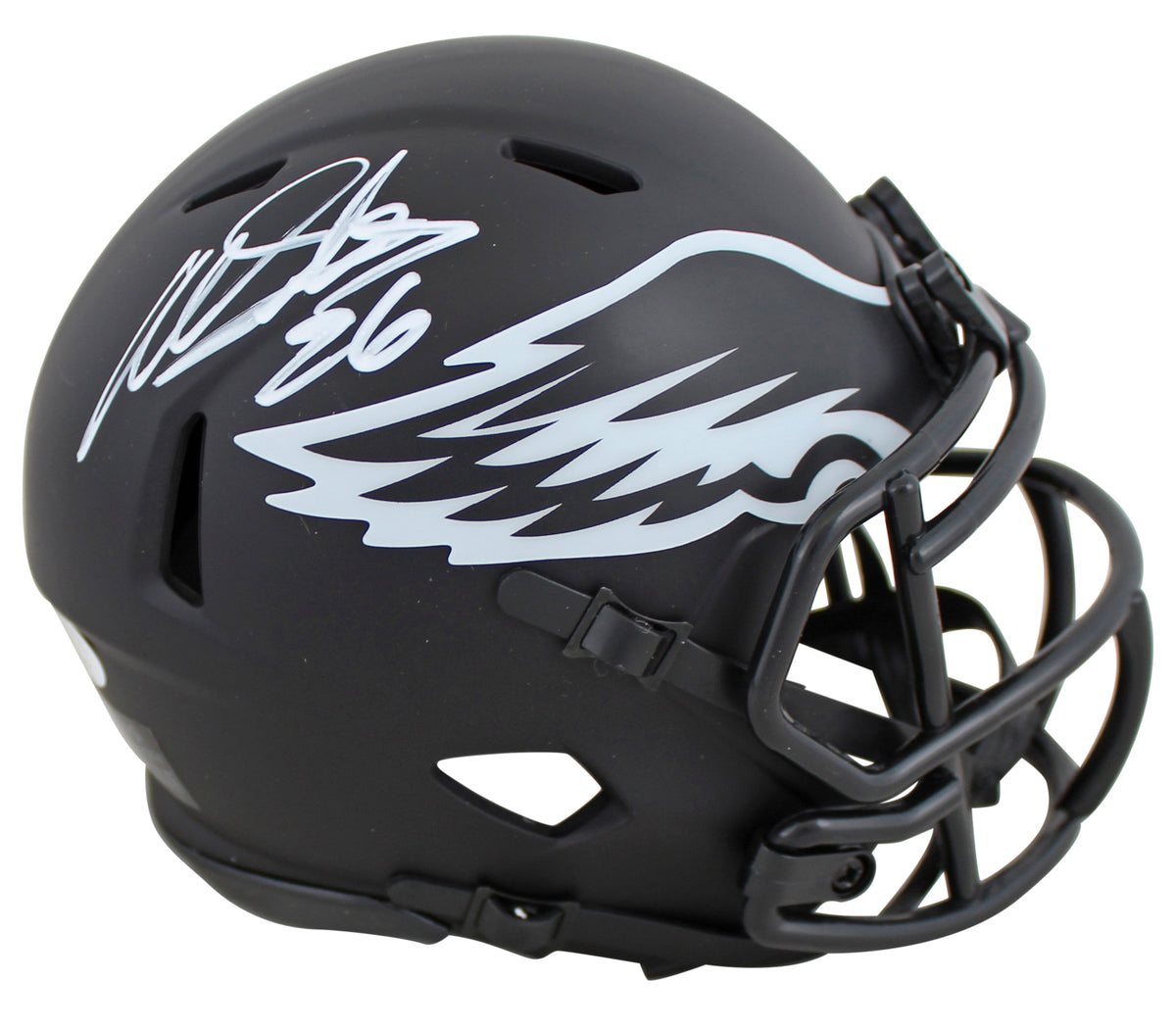 Eagles Miles Sanders Authentic Signed Eclipse Speed Mini Helmet JSA Witness