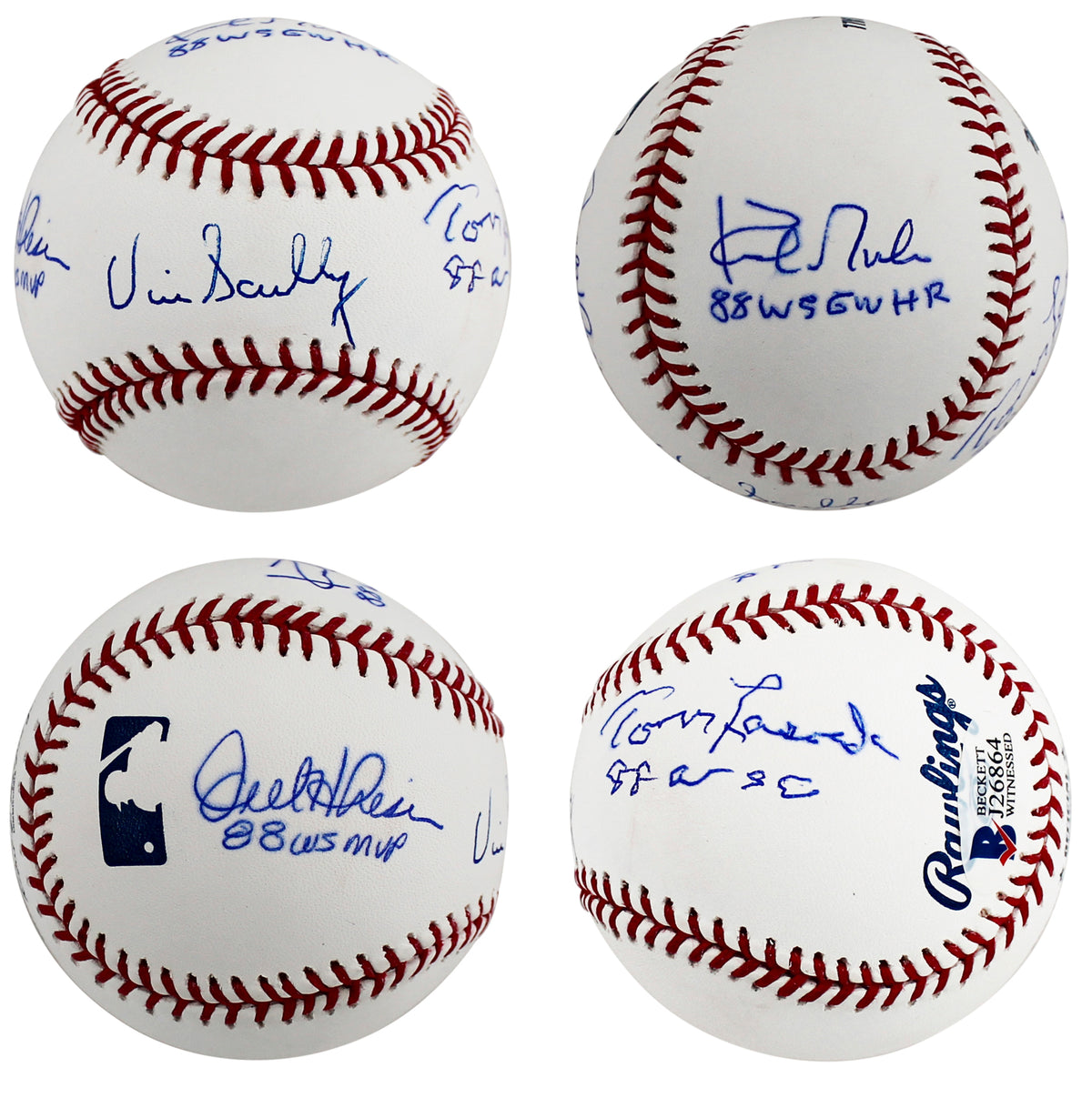 Dodgers (4) Scully, Hershiser, Lasorda & Gibson "88 WSC" Signed Oml Baseball BAS