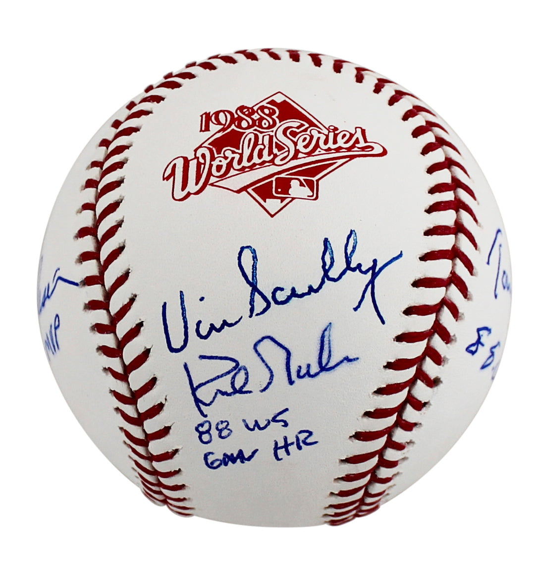 Dodgers (4) Scully, Hershiser, Lasorda & Gibson Signed 88 WS Logo Baseball BAS