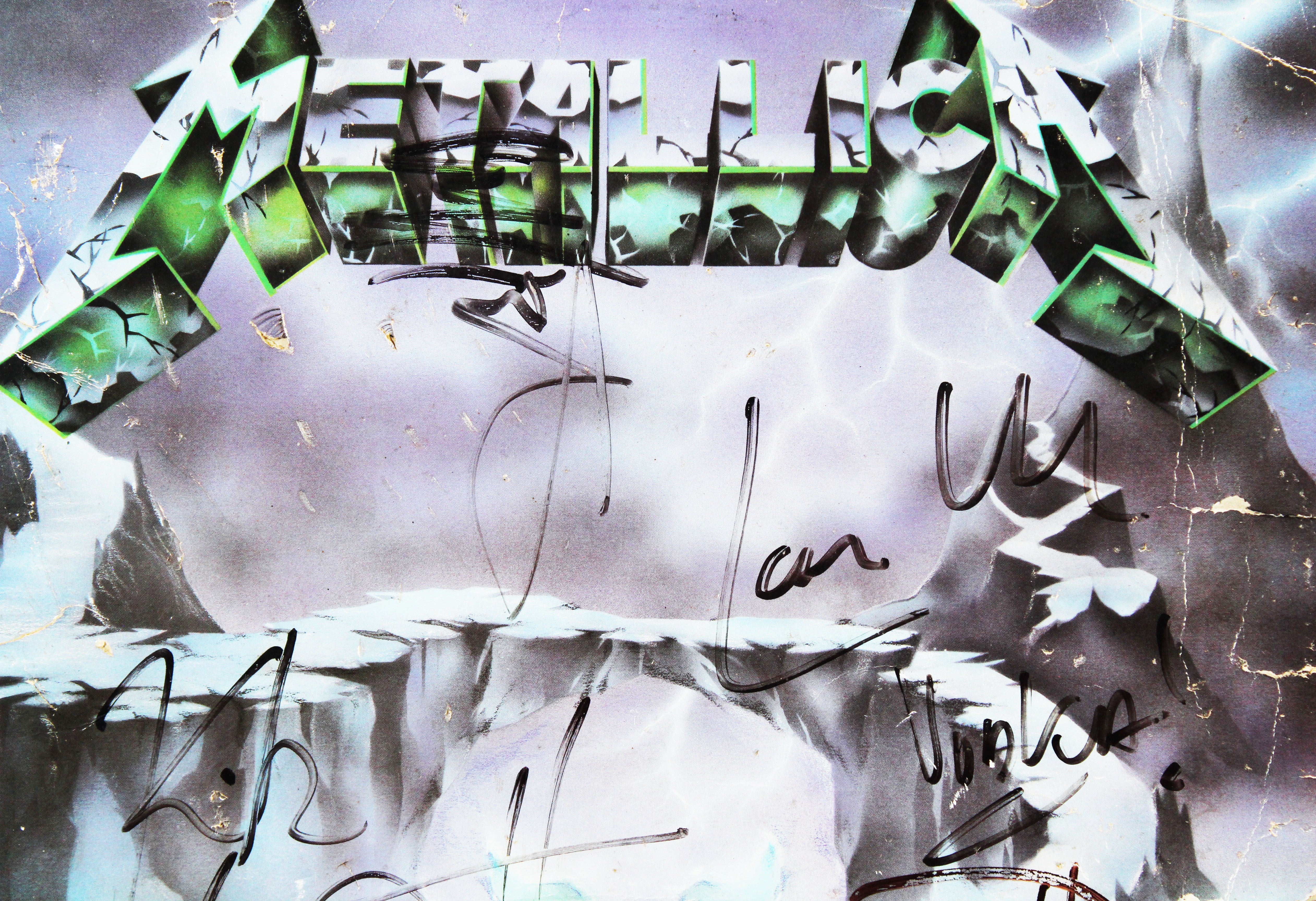 Metallica (4) Burton, Hetfield, Ulrich & Hammett Signed Album Cover BAS #AB91686