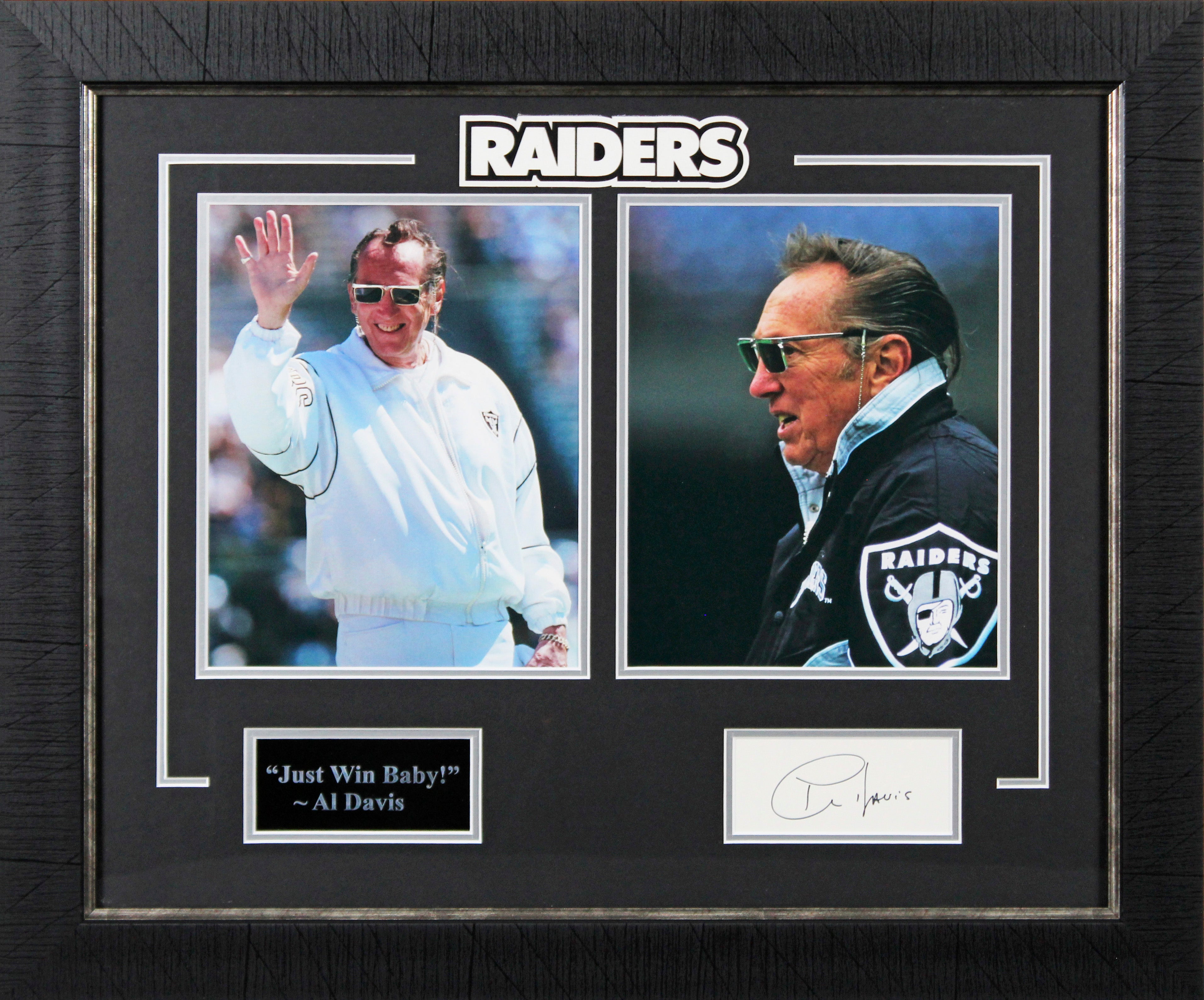 Raiders Al Davis Authentic Signed 3x5 Index Card Framed Display BAS #AD04934
