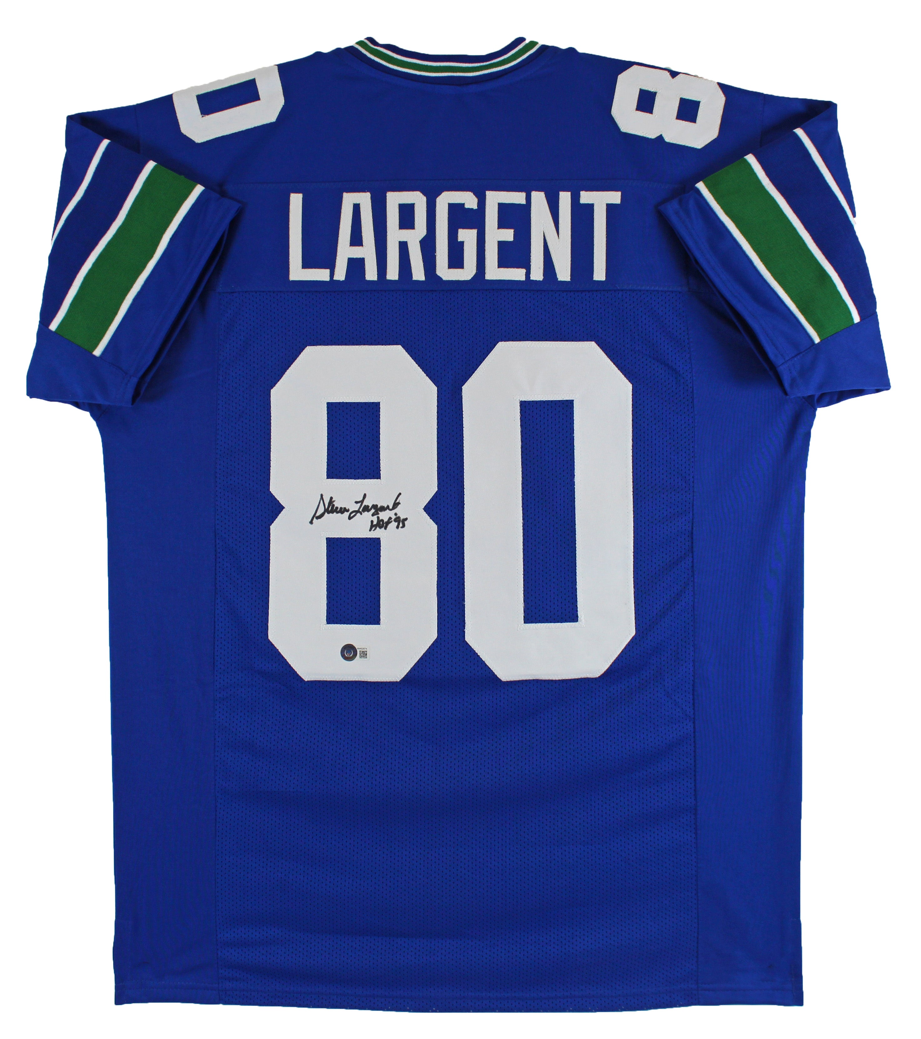 Seahawks Steve Largent "HOF 95" Authentic Signed Blue Jersey BAS Witnessed