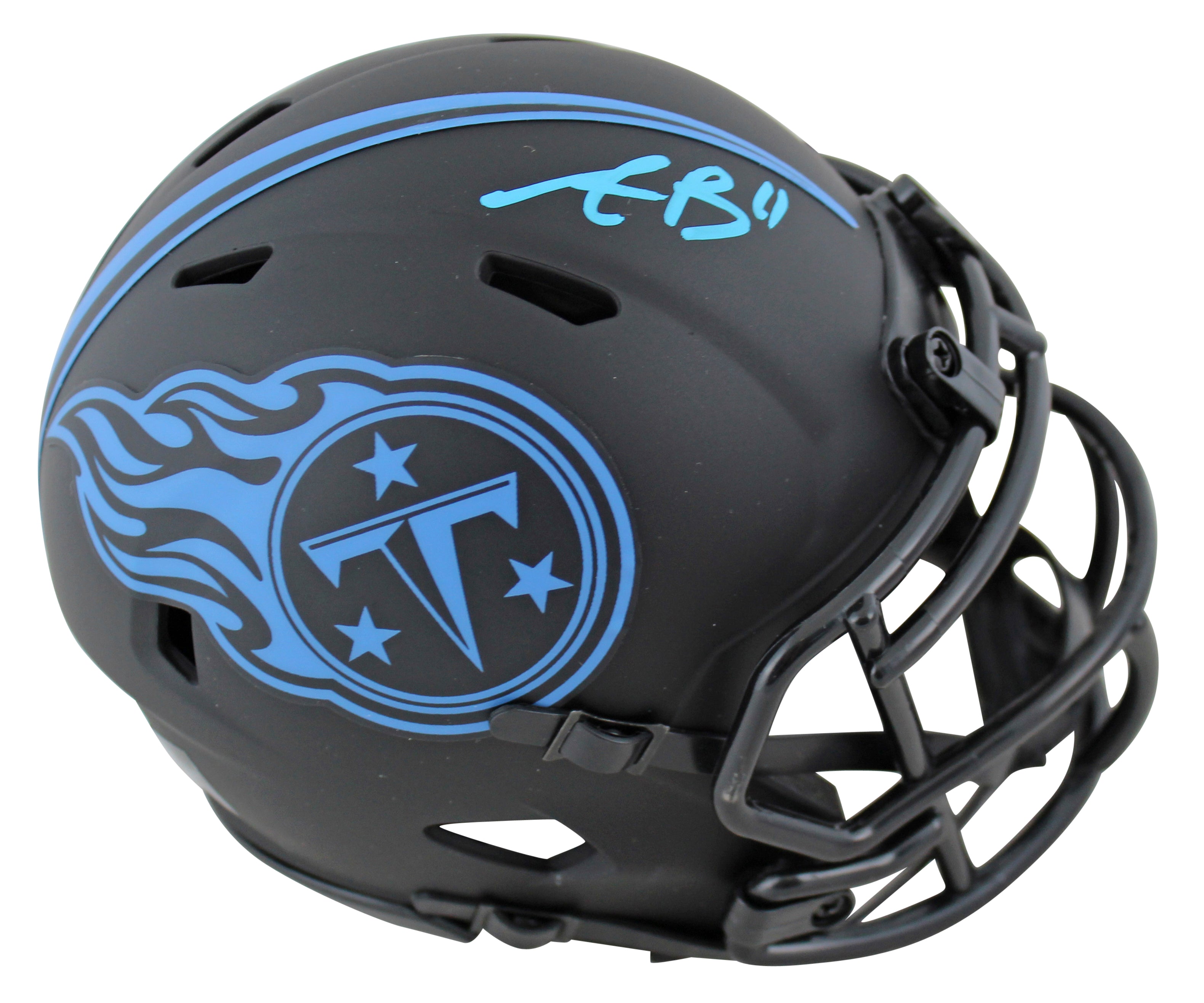 Titans A.J. Brown Authentic Signed Eclipse Speed Mini Helmet BAS Witnessed