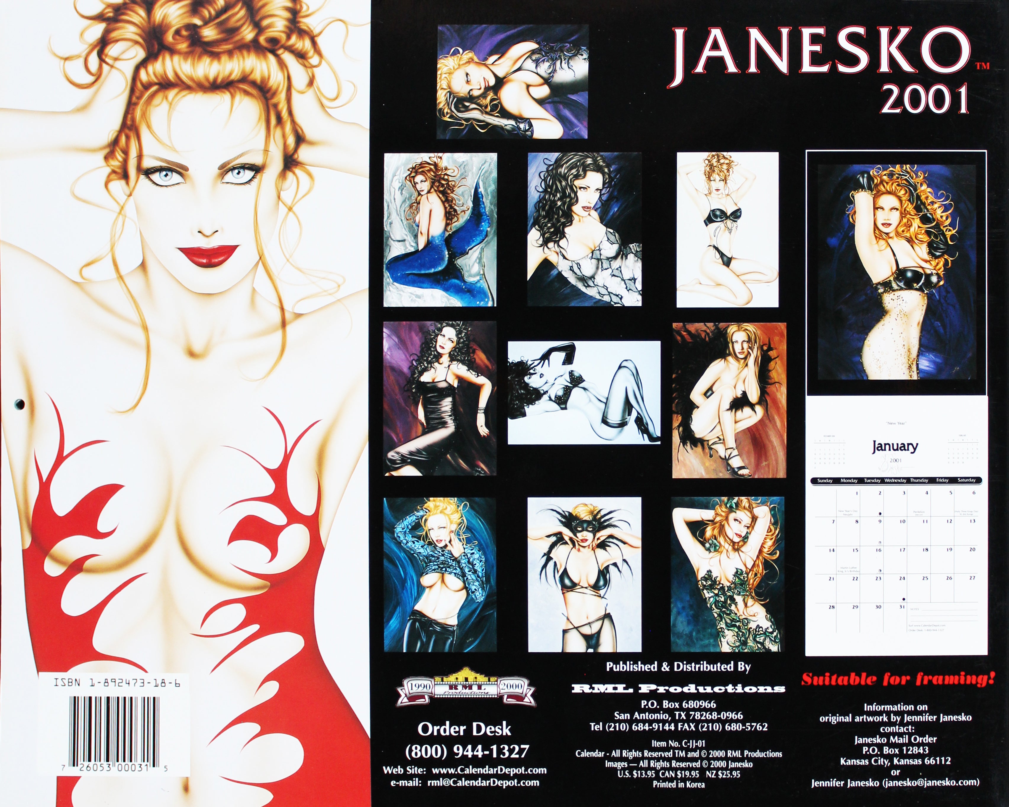 Jennifer Janesko Authentic Signed 2001 Limited Edition Calendar BAS #BA74094