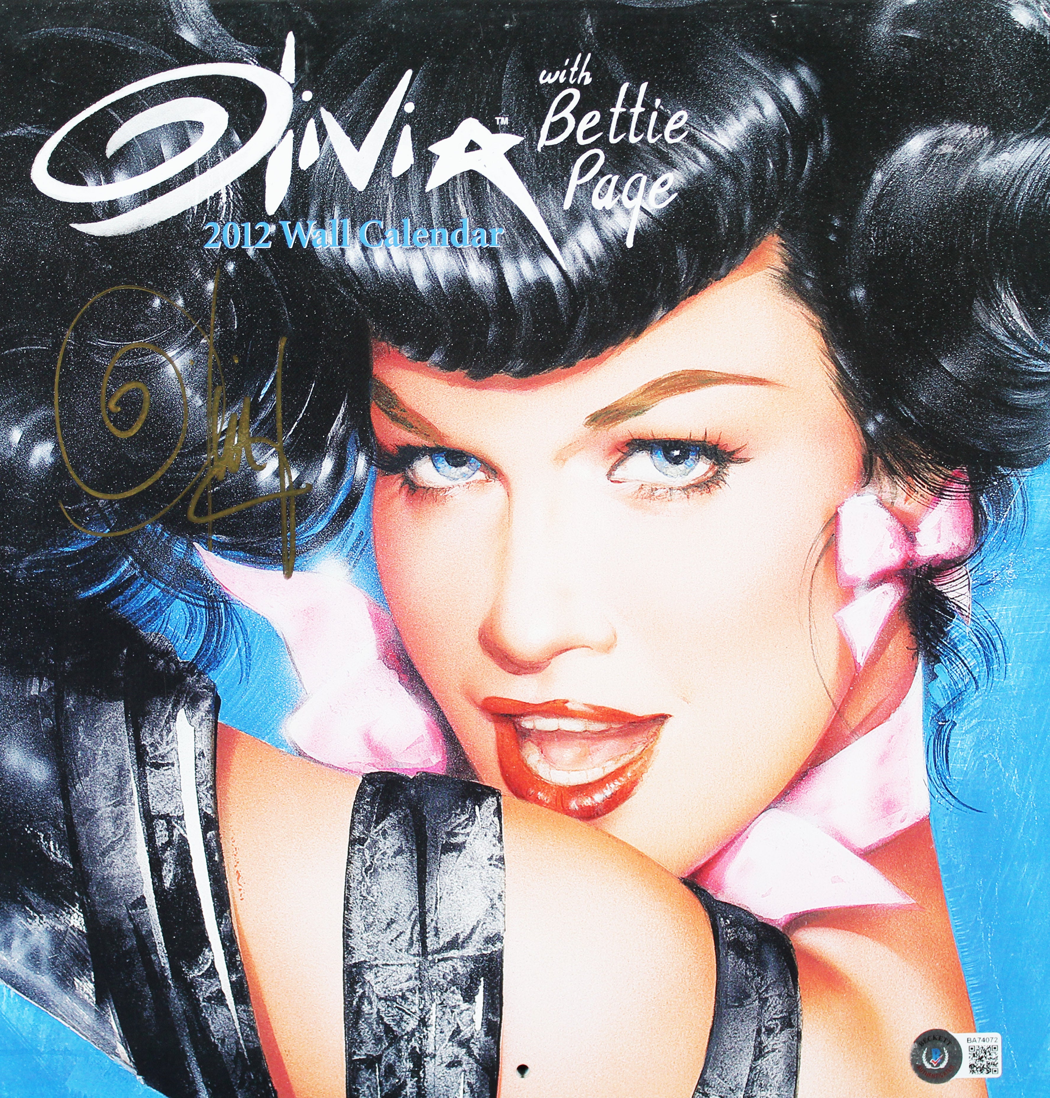 Olivia De Berardinis Signed 2012 Bettie Page Pin-Up Art Calendar BAS #BA74072