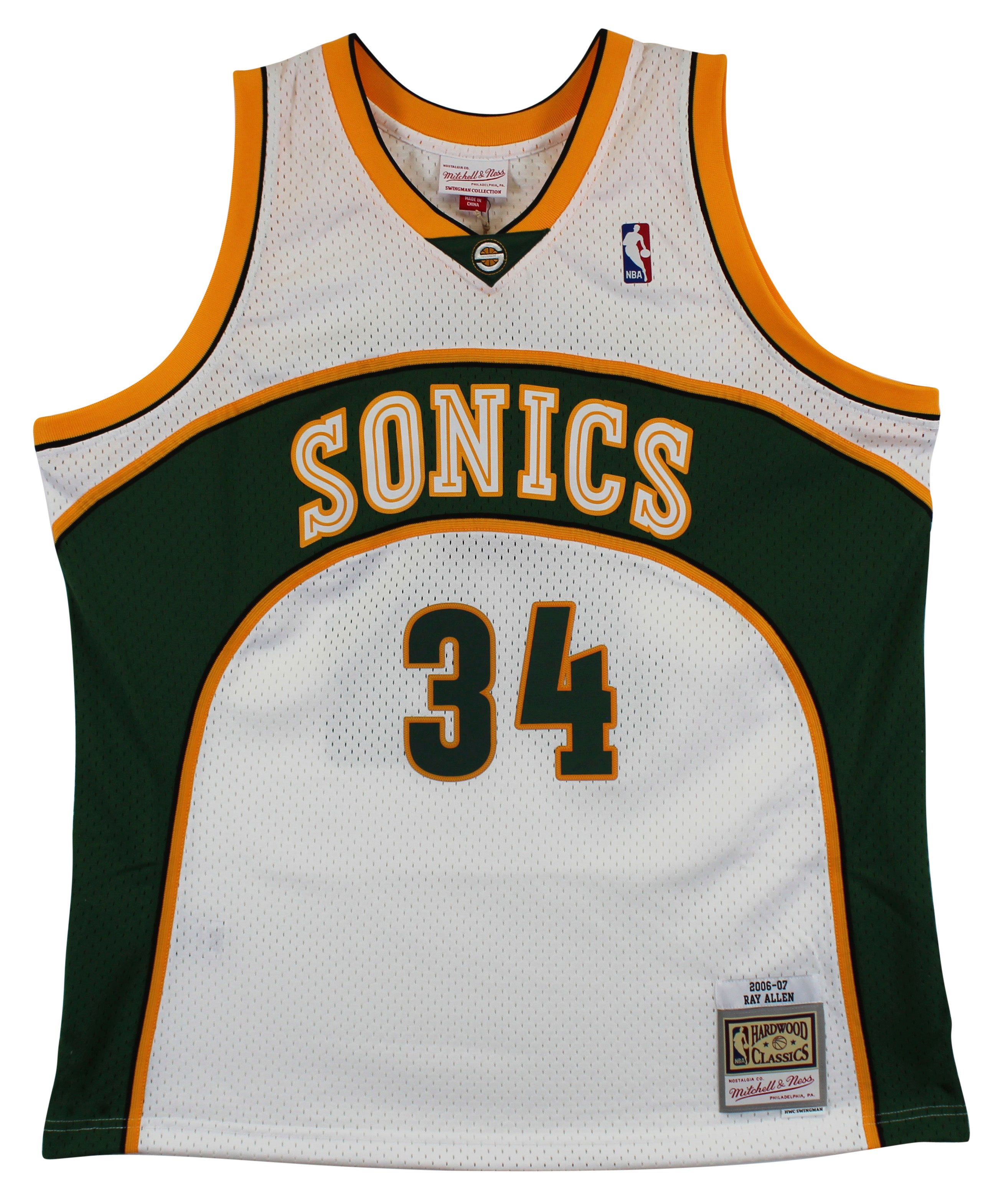 Sonics Ray Allen Authentic Signed White Mitchell & Ness Jersey BAS Witnessed