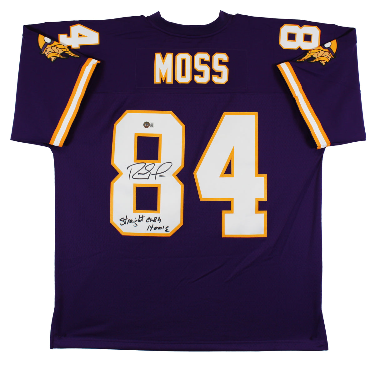Vikings Randy Moss "Straight Cash Homie" Signed Purple M&N Jersey BAS Witnessed