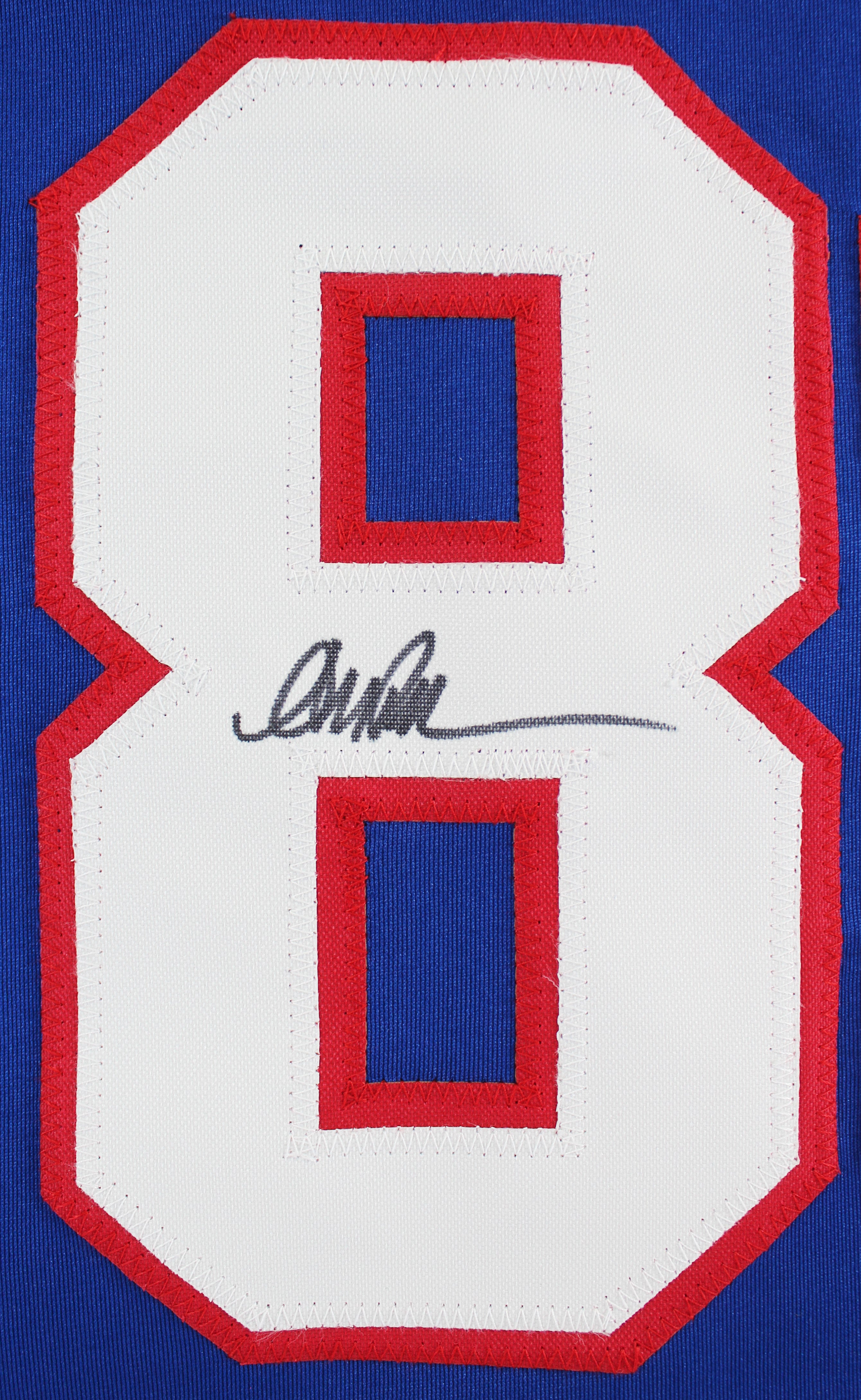 Jim Kelly, Thurman Thomas & Andre Reed Signed Blue Pro Style Jersey BAS Witness