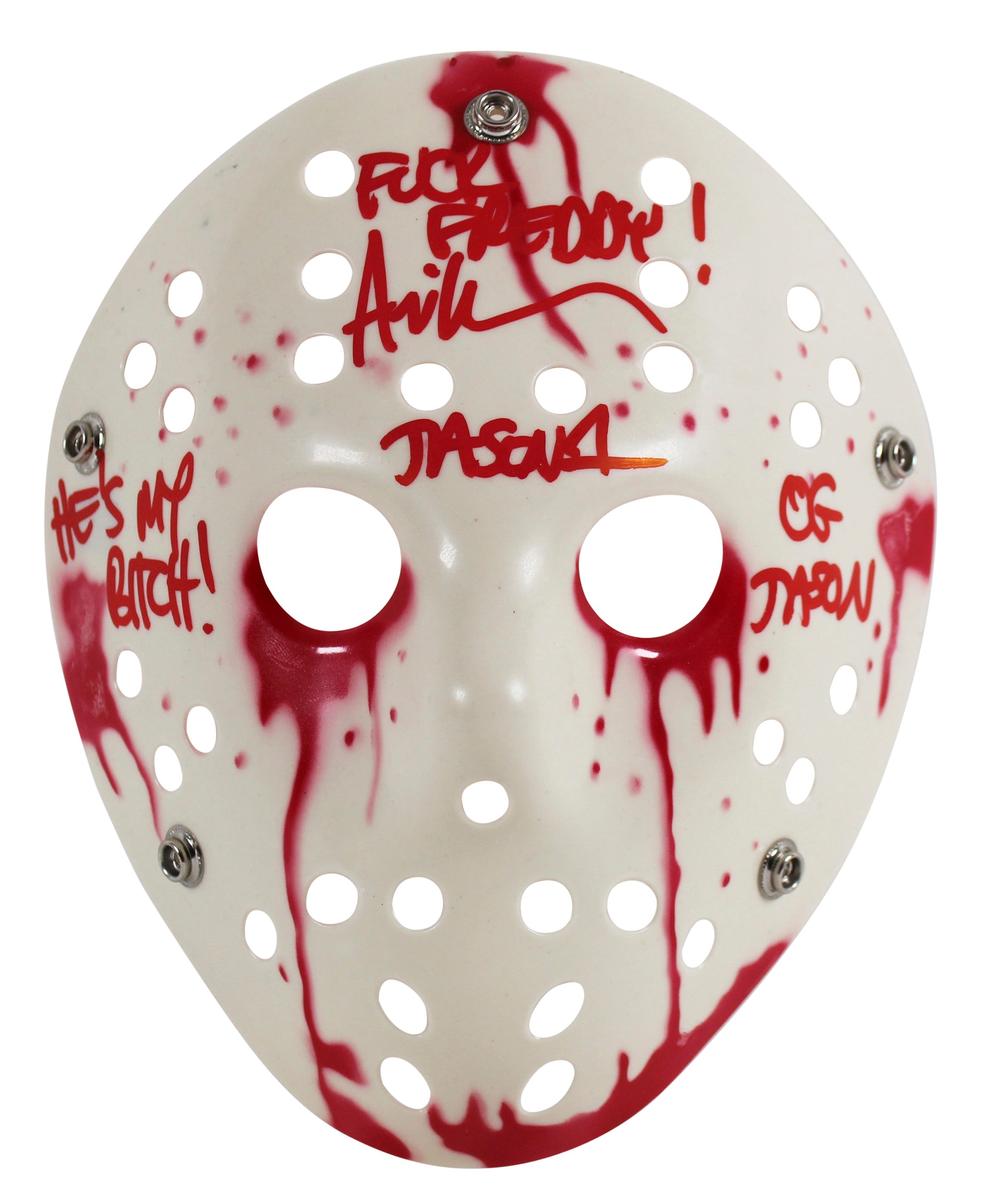 Ari Lehman Friday The 13th 3x Insc Authentic Signed Whtie Mask BAS Wit #WV52938
