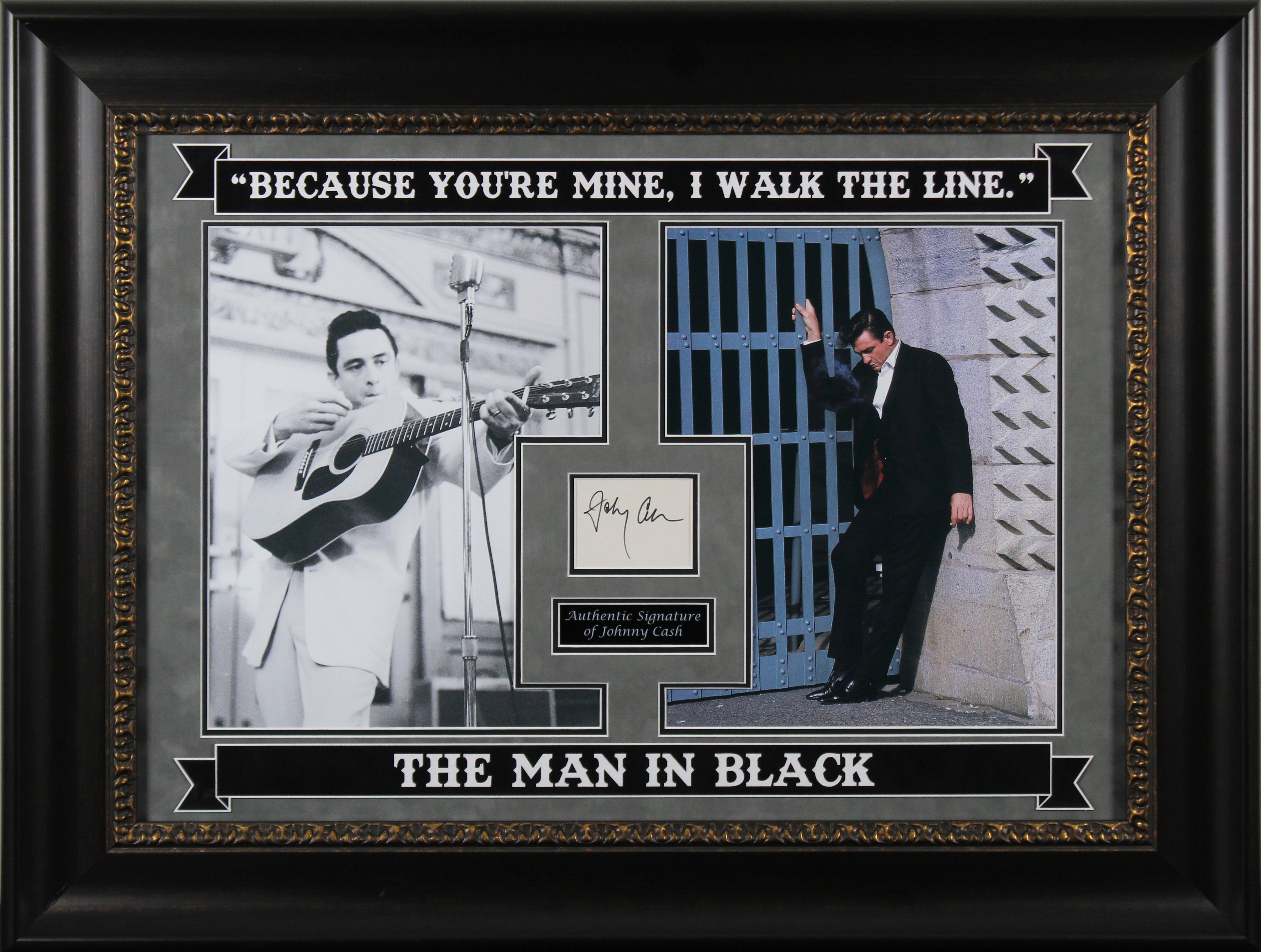 Johnny Cash Authentic Signed 3x5 Index Card Framed Display BAS #AD04932