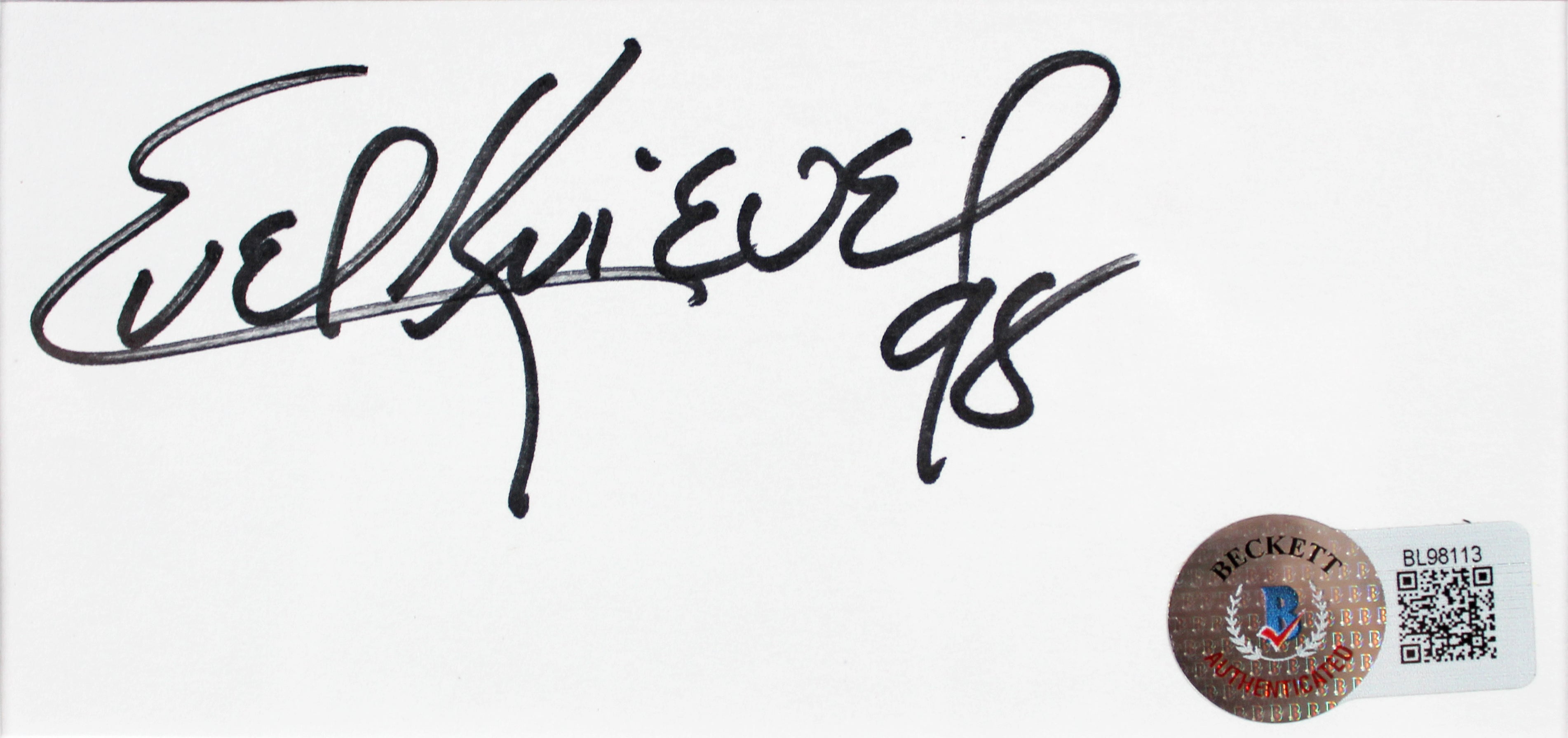 Evel Knievel "98" Authentic Signed 3x5 Index Card Framed Display BAS #BL98113