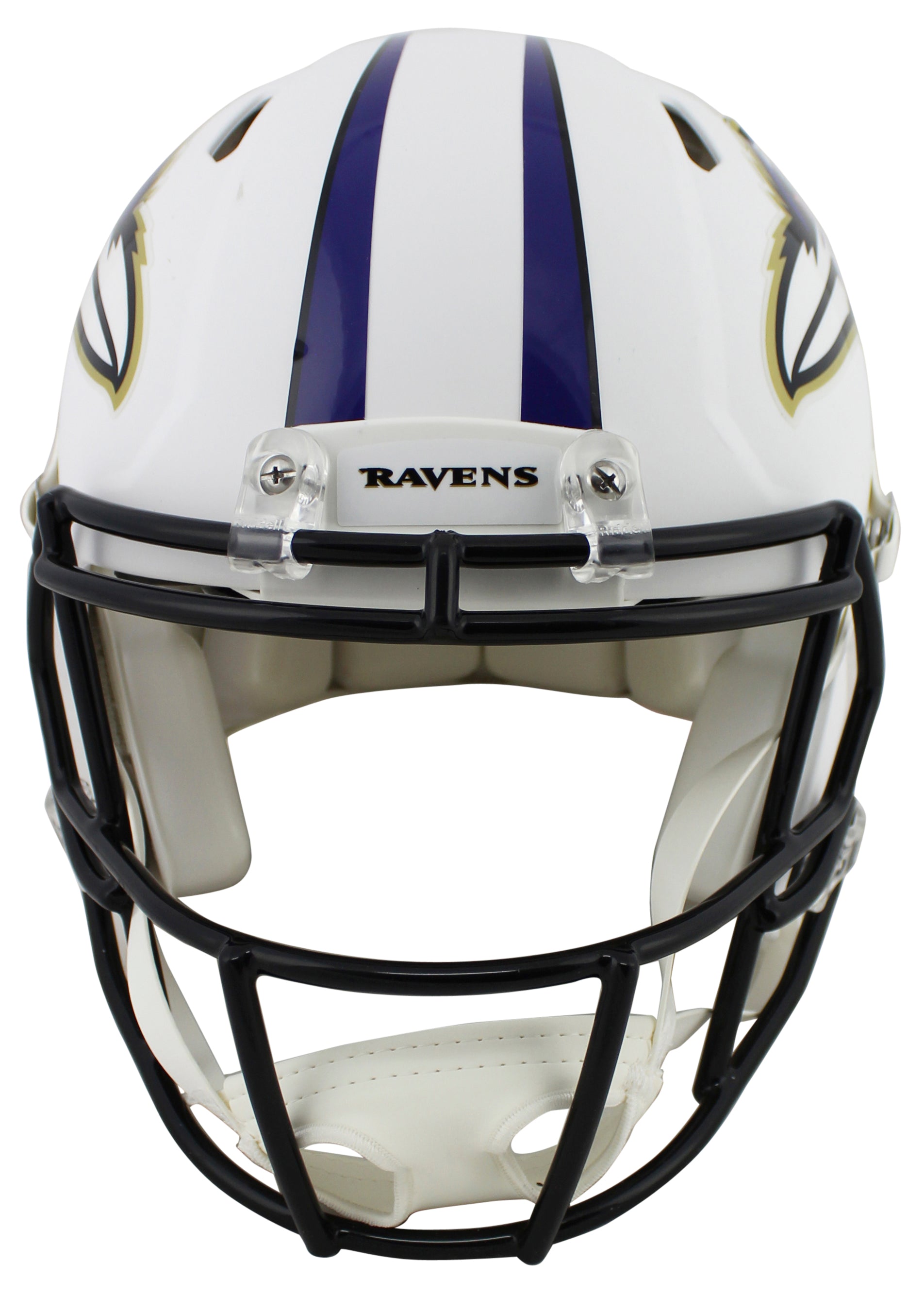 Ravens Ray Lewis "HOF 18" Signed Flat White Proline F/S Speed Helmet BAS Witness