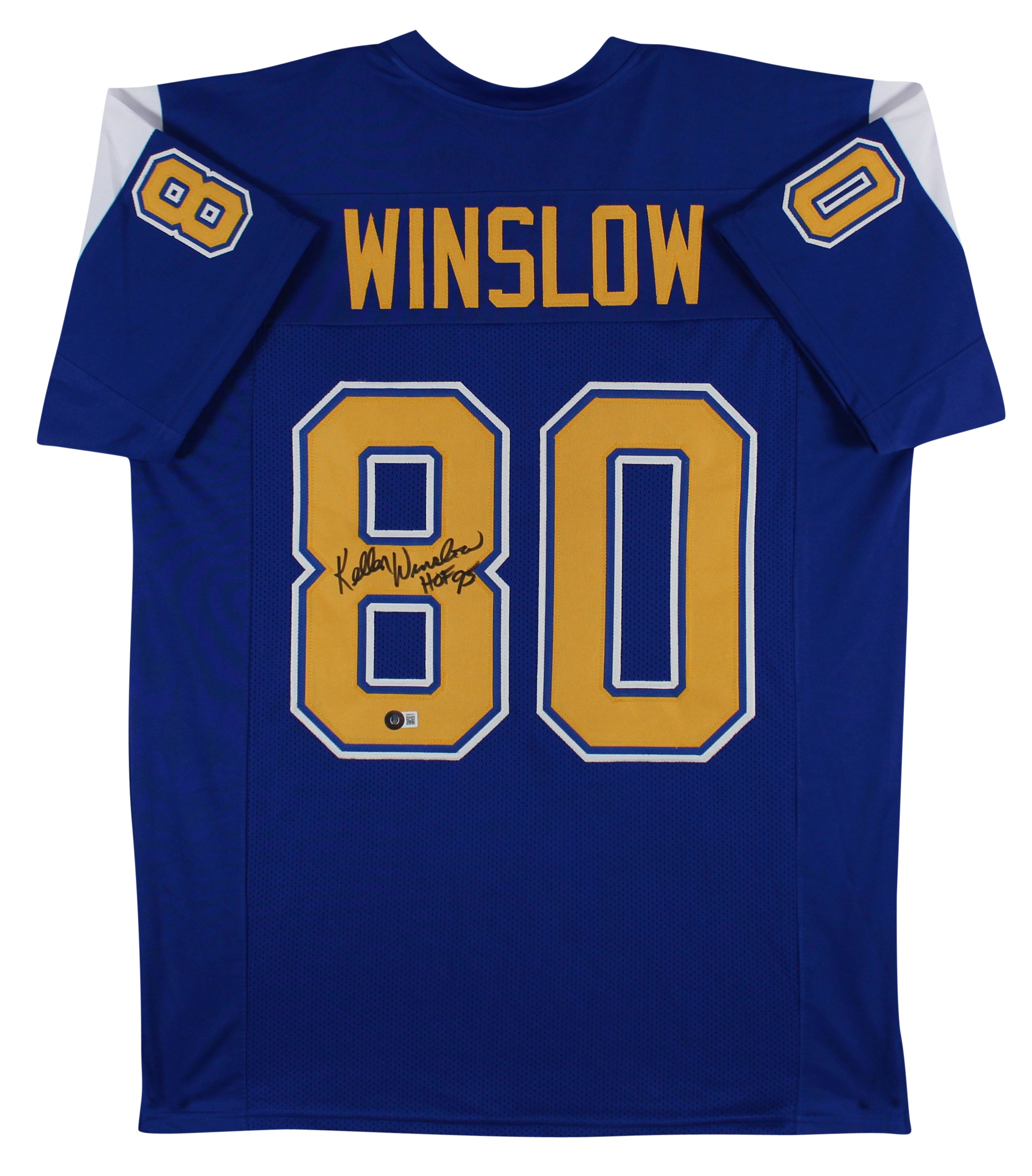 Kellen Winslow "HOF 95" Signed Blue Throwback Pro Style Jersey BAS Witnessed