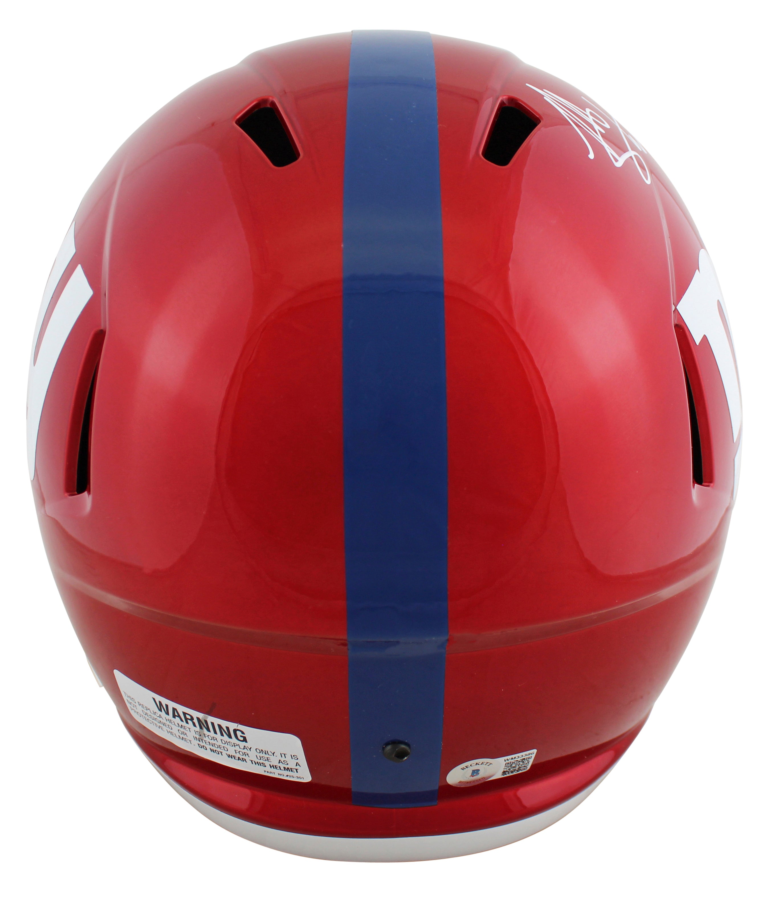 Giants Michael Strahan Signed Flash Full Size Speed Rep Helmet w/ Case BAS Wit