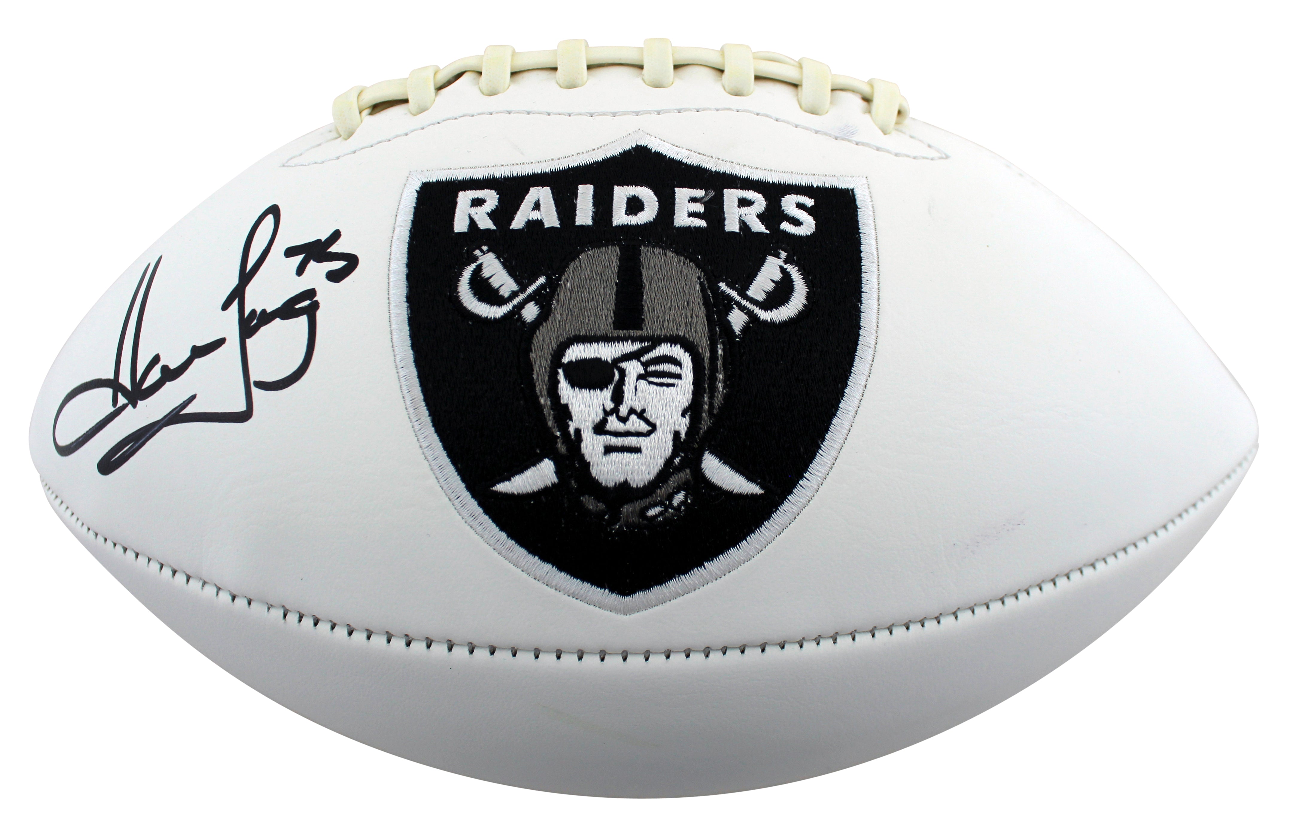 Raiders Howie Long Authentic Signed White Panel Logo Football BAS Witnessed