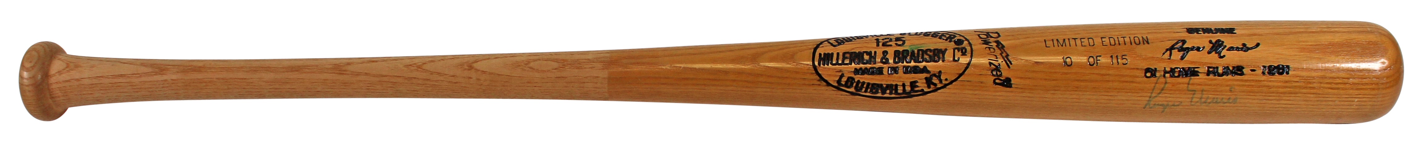 Yankees Mickey Mantle & Roger Maris Signed H&B LS 1961 Comm. Bat LE #10/115 PSA
