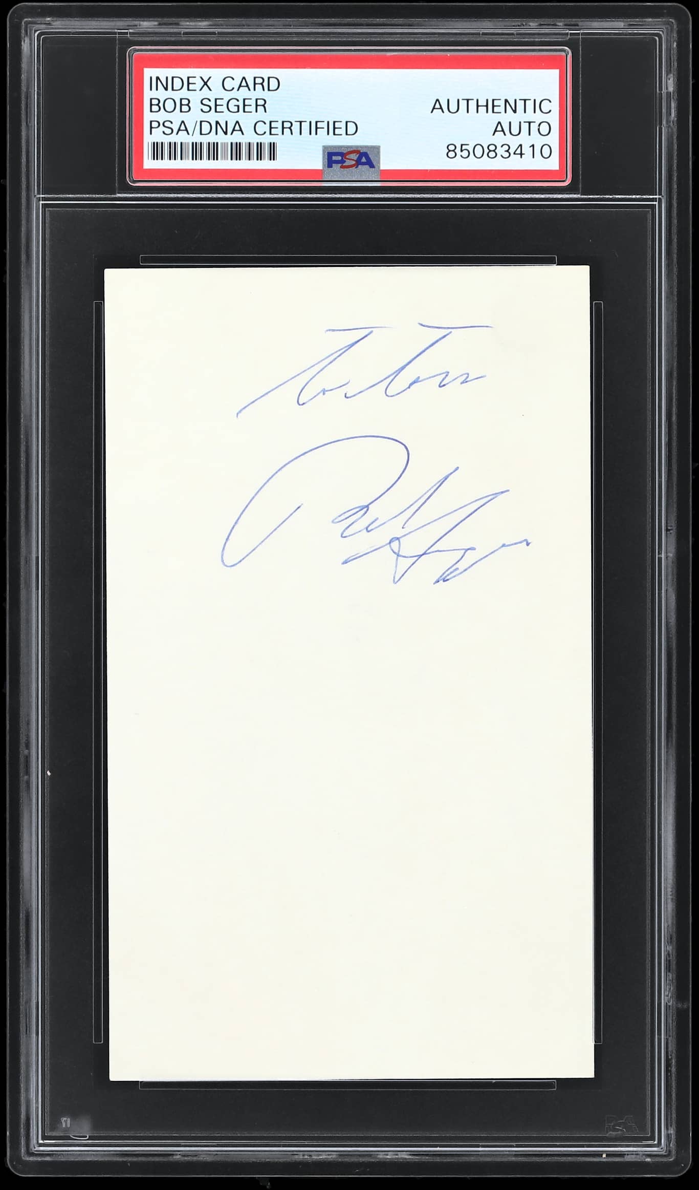 Bob Seger "To Tom" Authentic Signed 3x5 Index Card Autographed PSA/DNA Slabbed