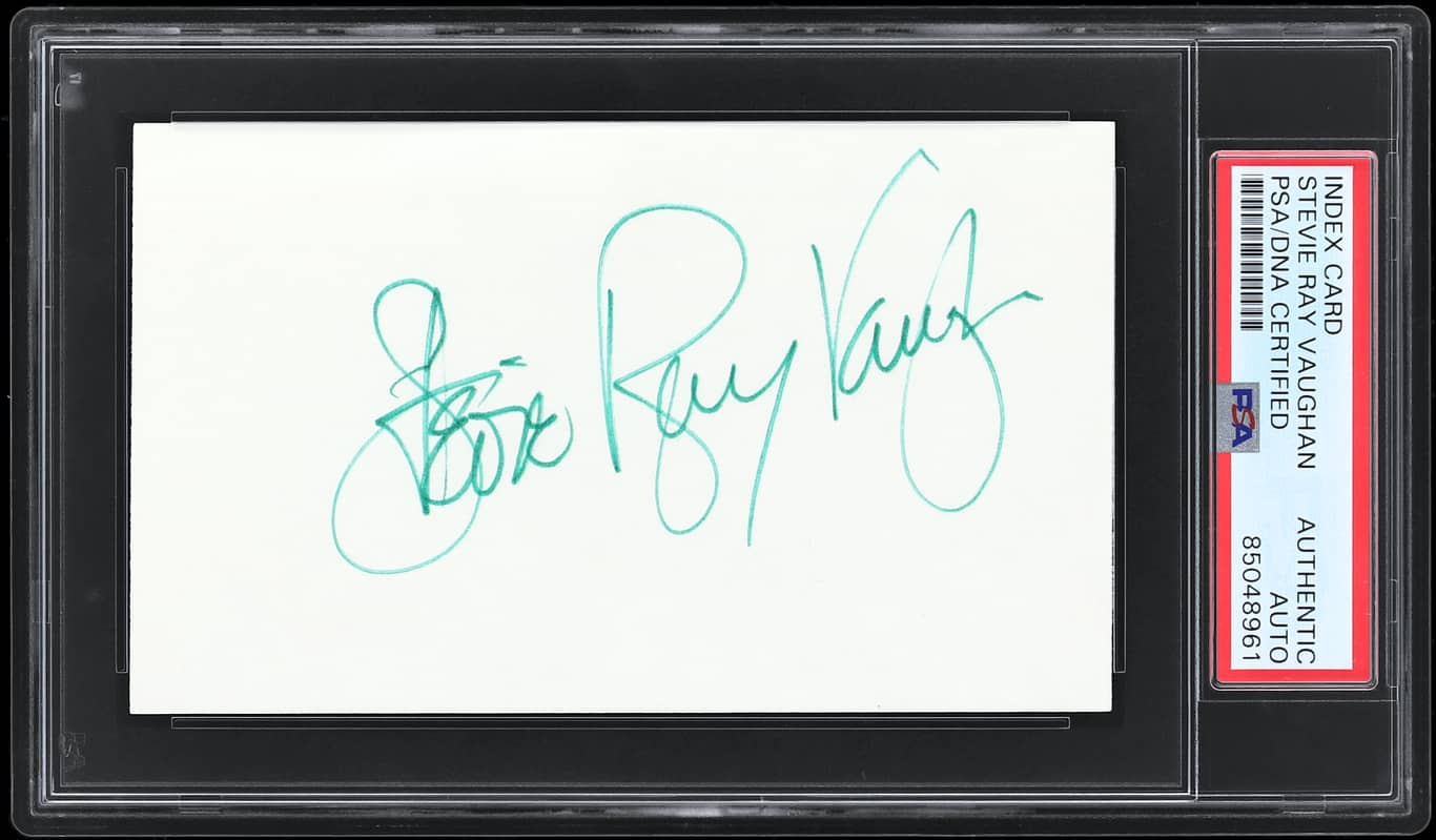Stevie Ray Vaughan Authentic Signed 3x5 Index Card Autographed PSA/DNA Slabbed