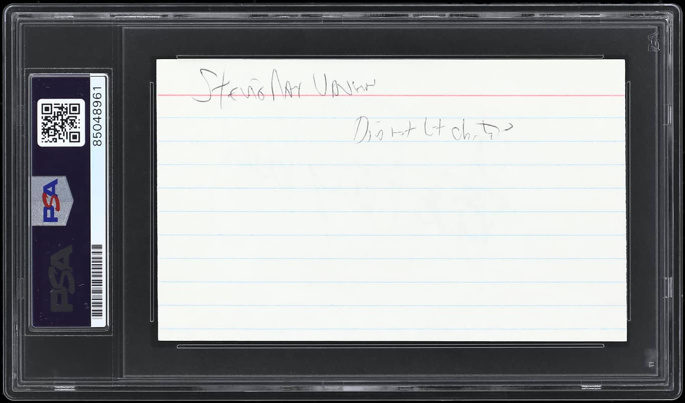 Stevie Ray Vaughan Authentic Signed 3x5 Index Card Autographed PSA/DNA Slabbed