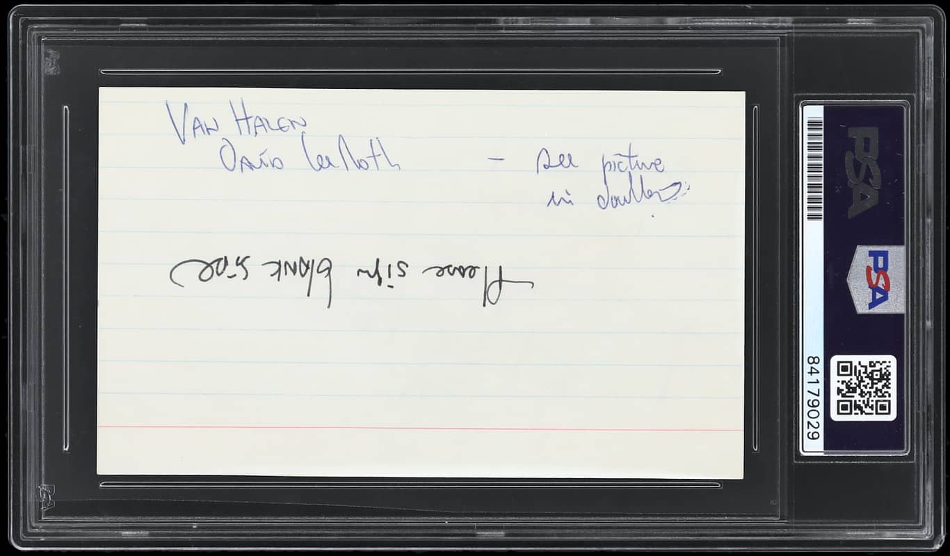 David Lee Roth Van Halen "Best Wishes" Signed 3x5 Index Card PSA/DNA Slabbed