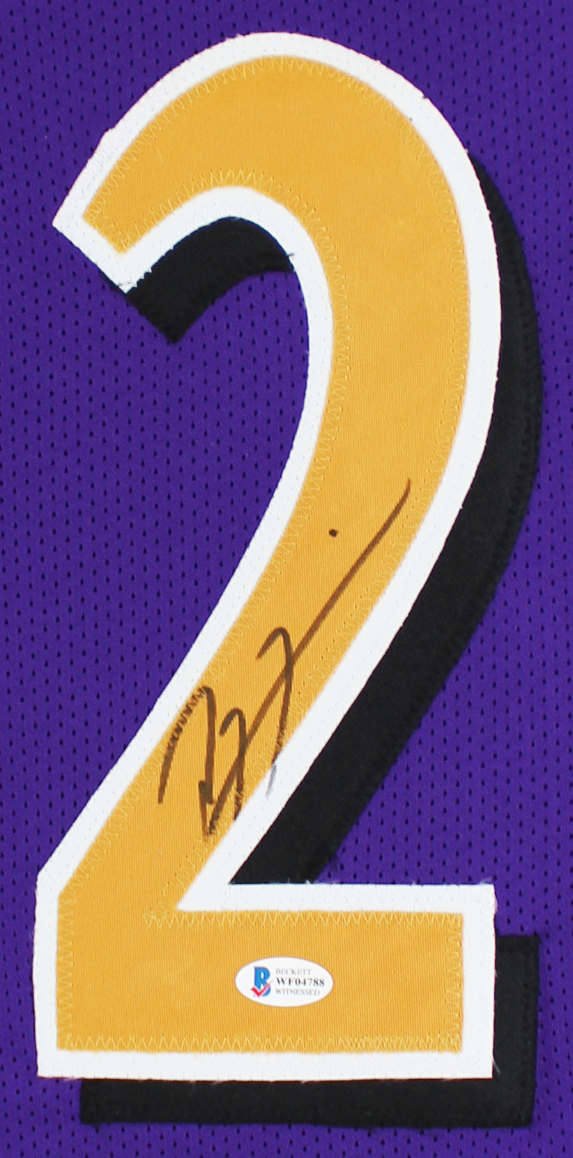 Ray Lewis Authentic Signed Purple Pro Style Jersey w/ Gold Numbers BAS Witnessed