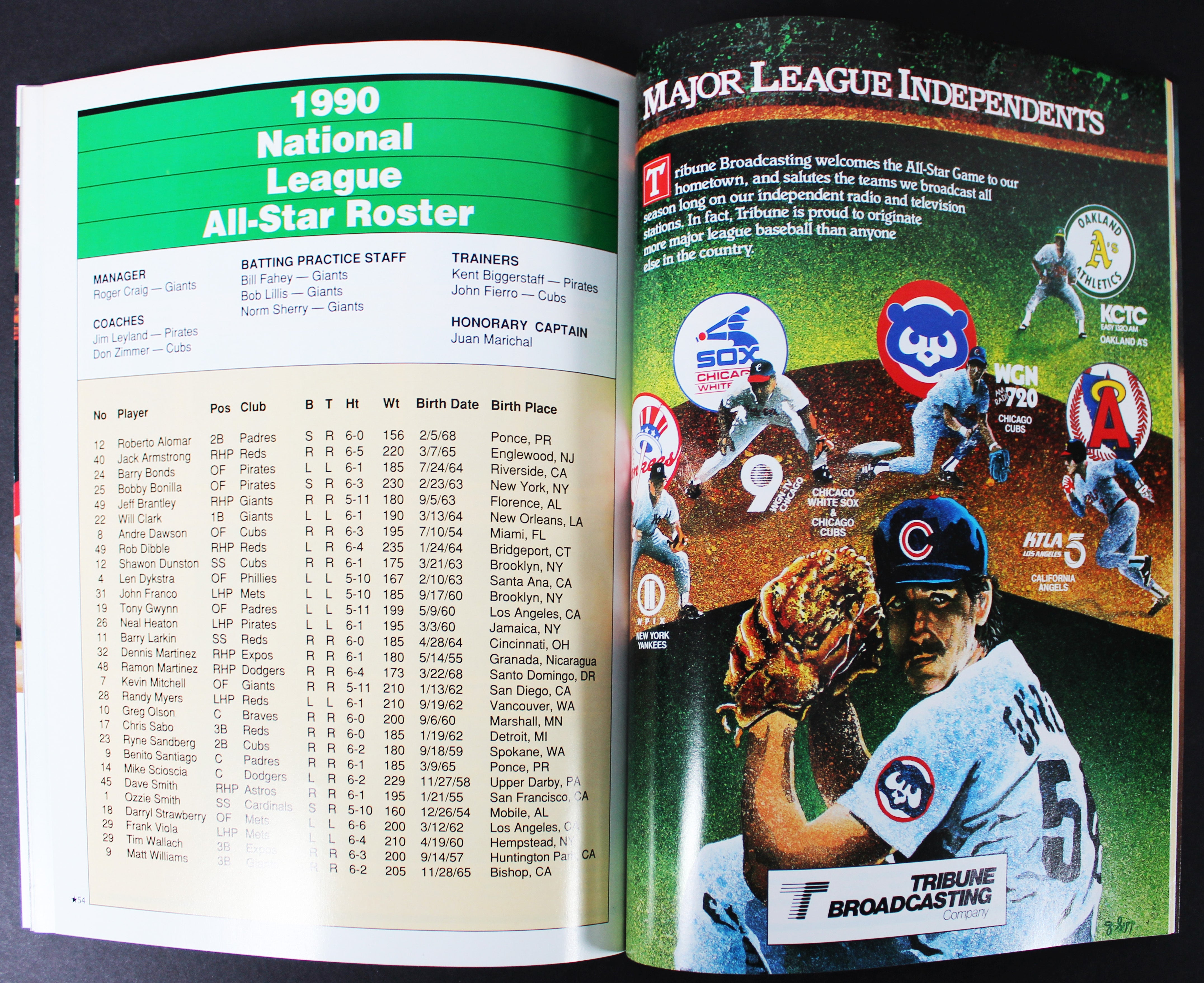 1990 Chicago Cubs All-Star Game Official Major League Baseball Program Magazine