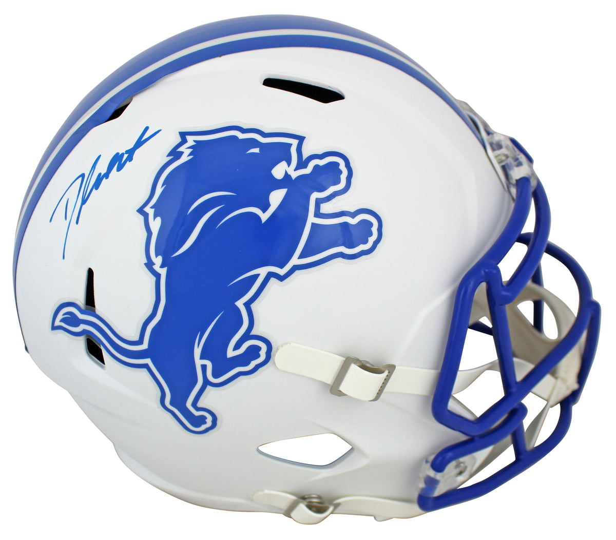 Lions DeAndre Swift Authentic Signed Flat White Full Size Rep Helmet Fanatics
