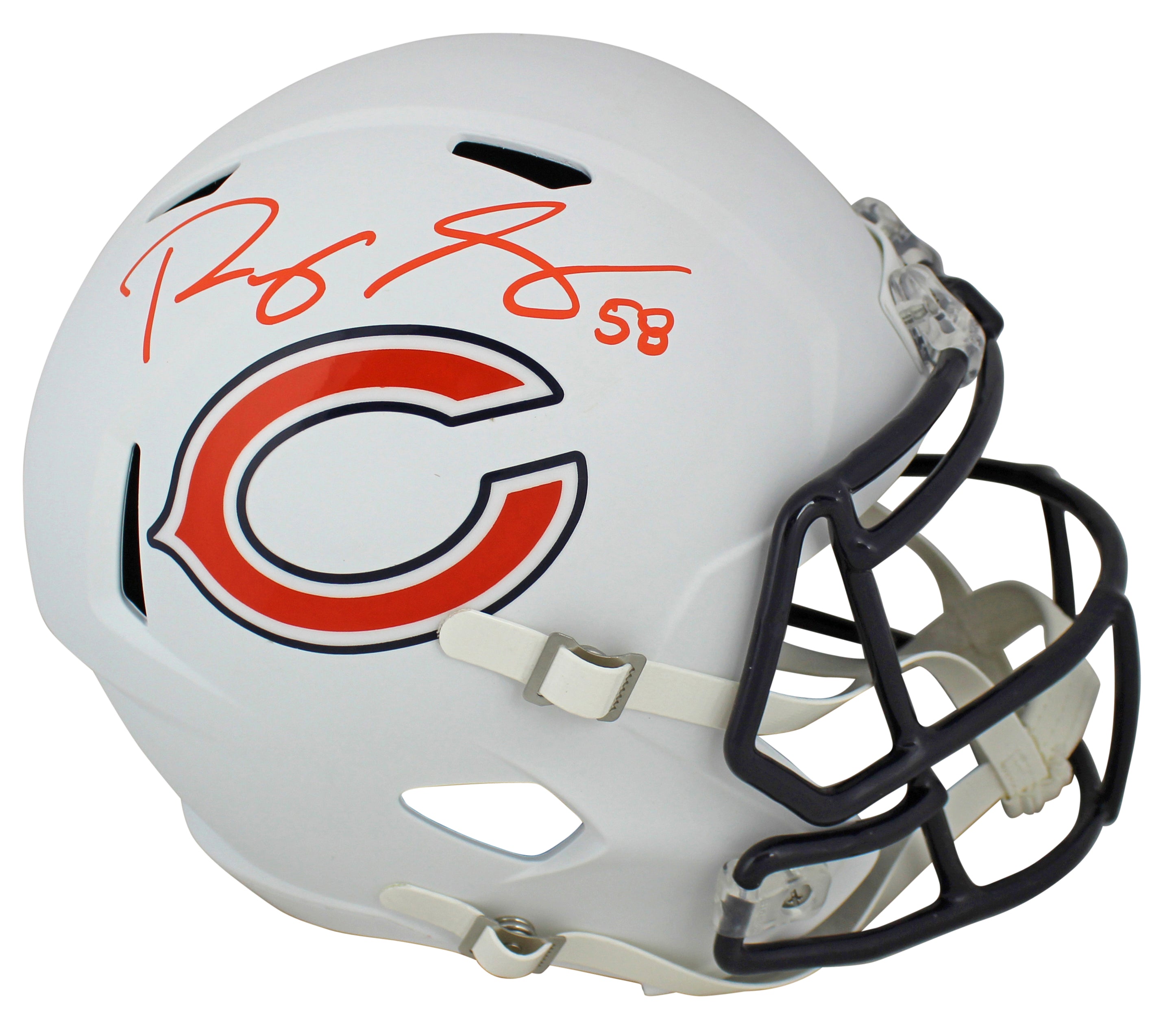 Bears Roquan Smith Authentic Signed Flat White Full Size Speed Rep Helmet BAS