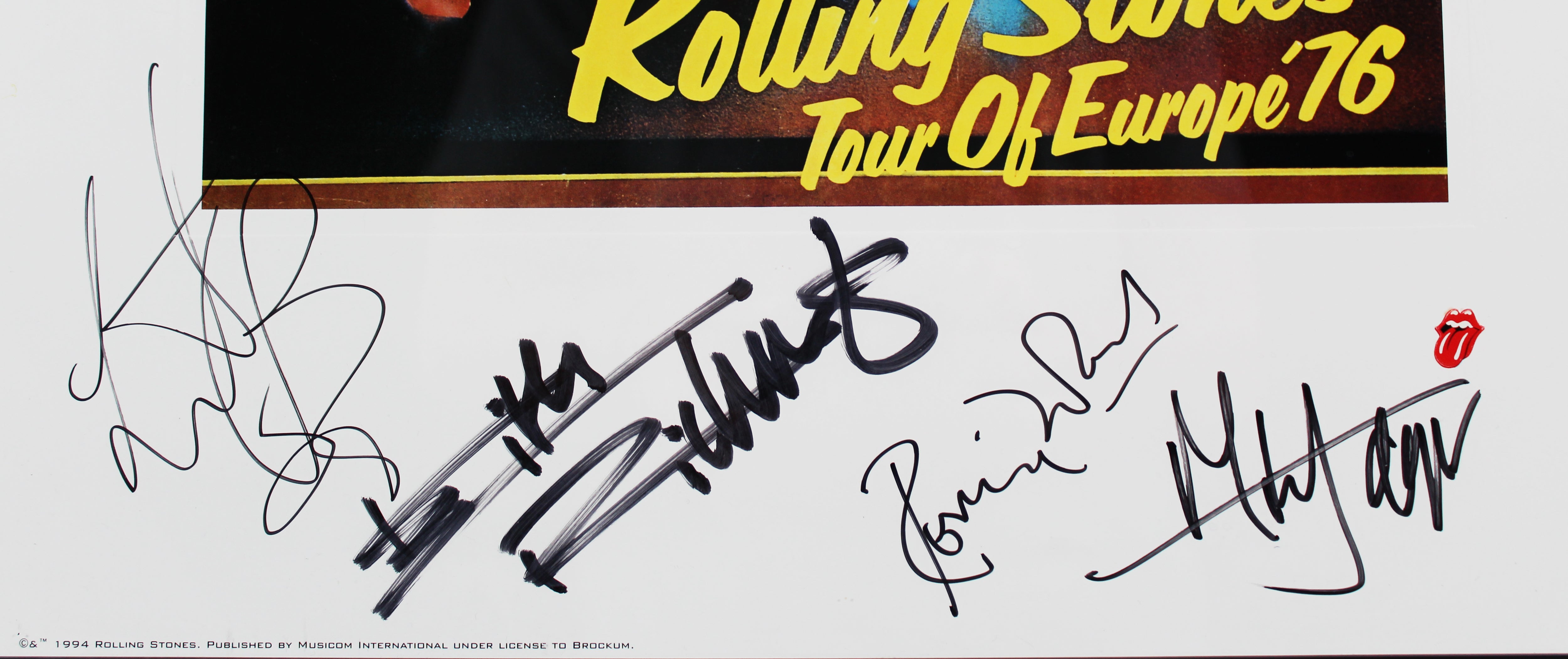 Rolling Stones (4) Jagger, Richards, Wood & Watts Signed 12x18 Framed Poster BAS