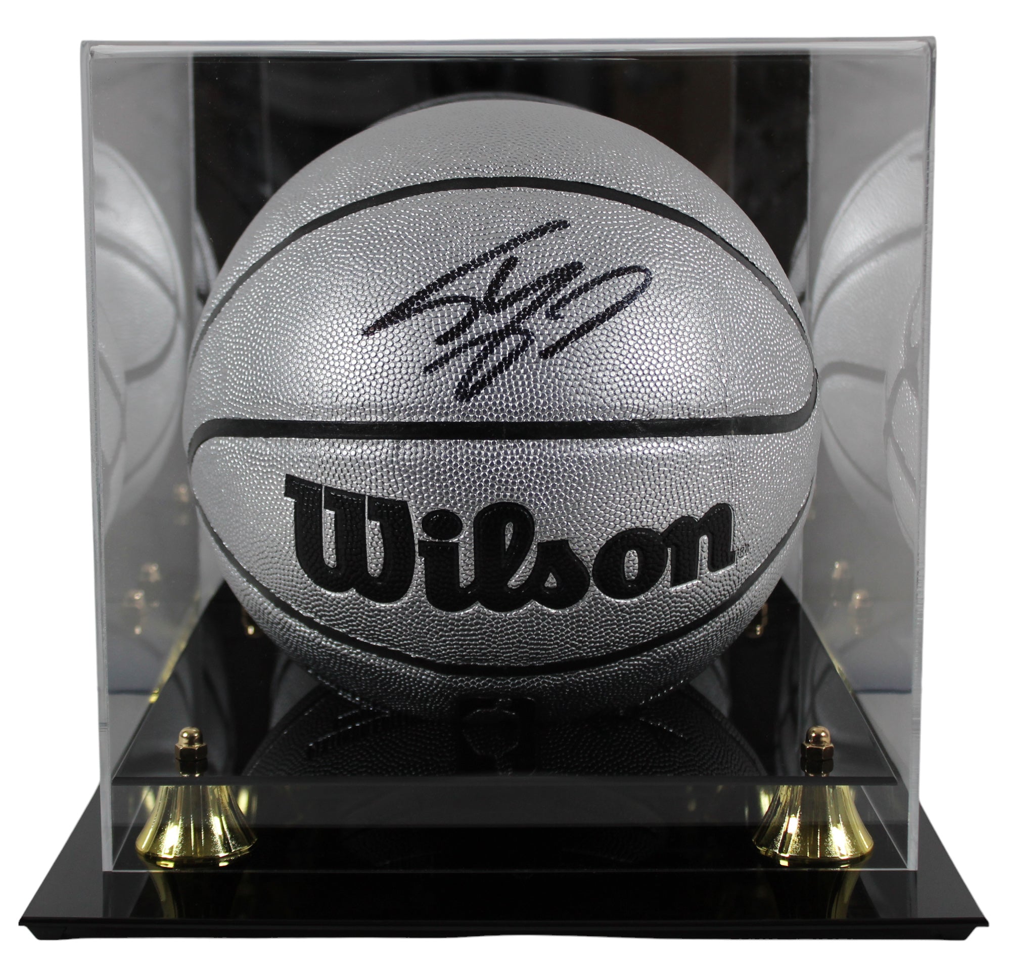 Lakers Shaquille O'Neal Signed Silver Wilson Basketball w/ Case BAS Witnessed