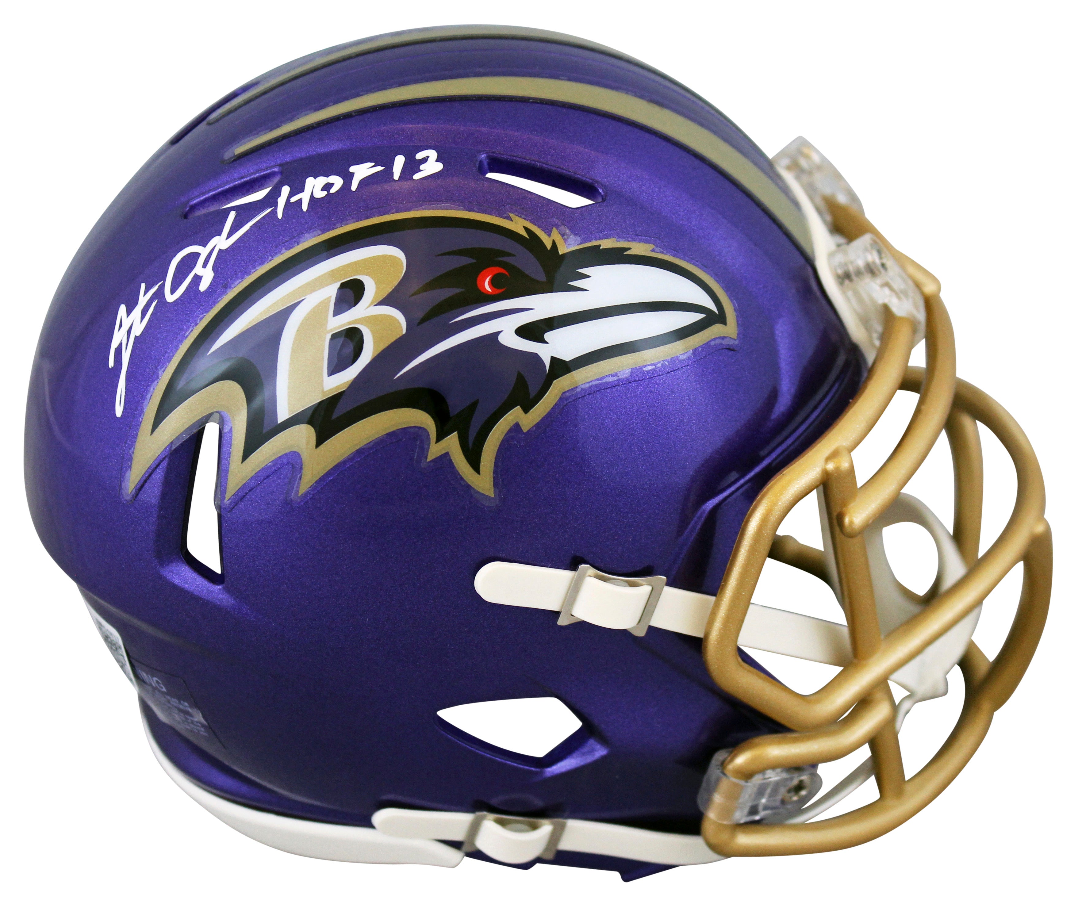 Ravens Jonathan Ogden "HOF 13" Signed Flash Speed Mini Helmet BAS Witnessed