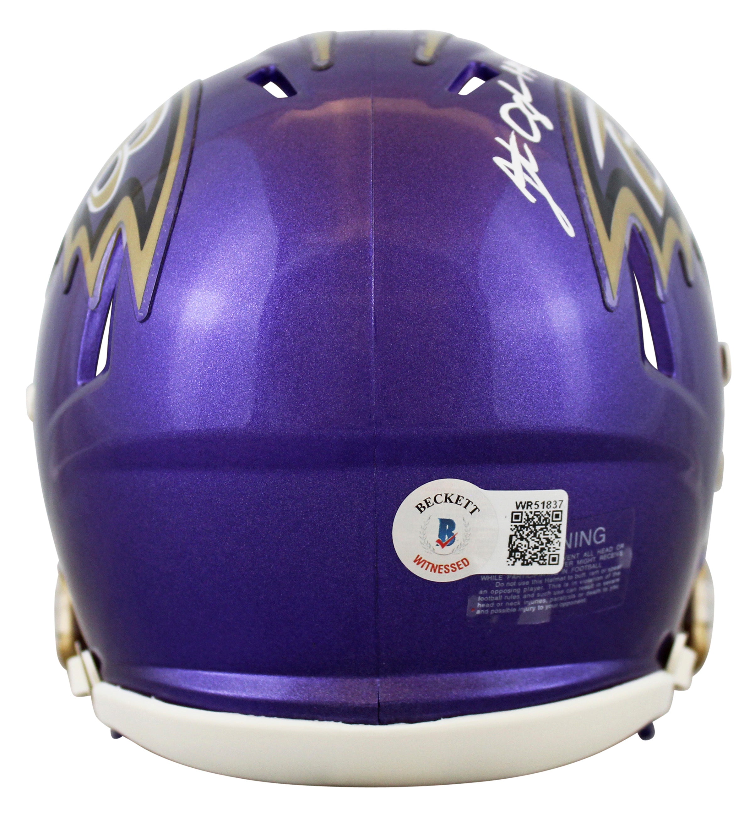Ravens Jonathan Ogden "HOF 13" Signed Flash Speed Mini Helmet BAS Witnessed