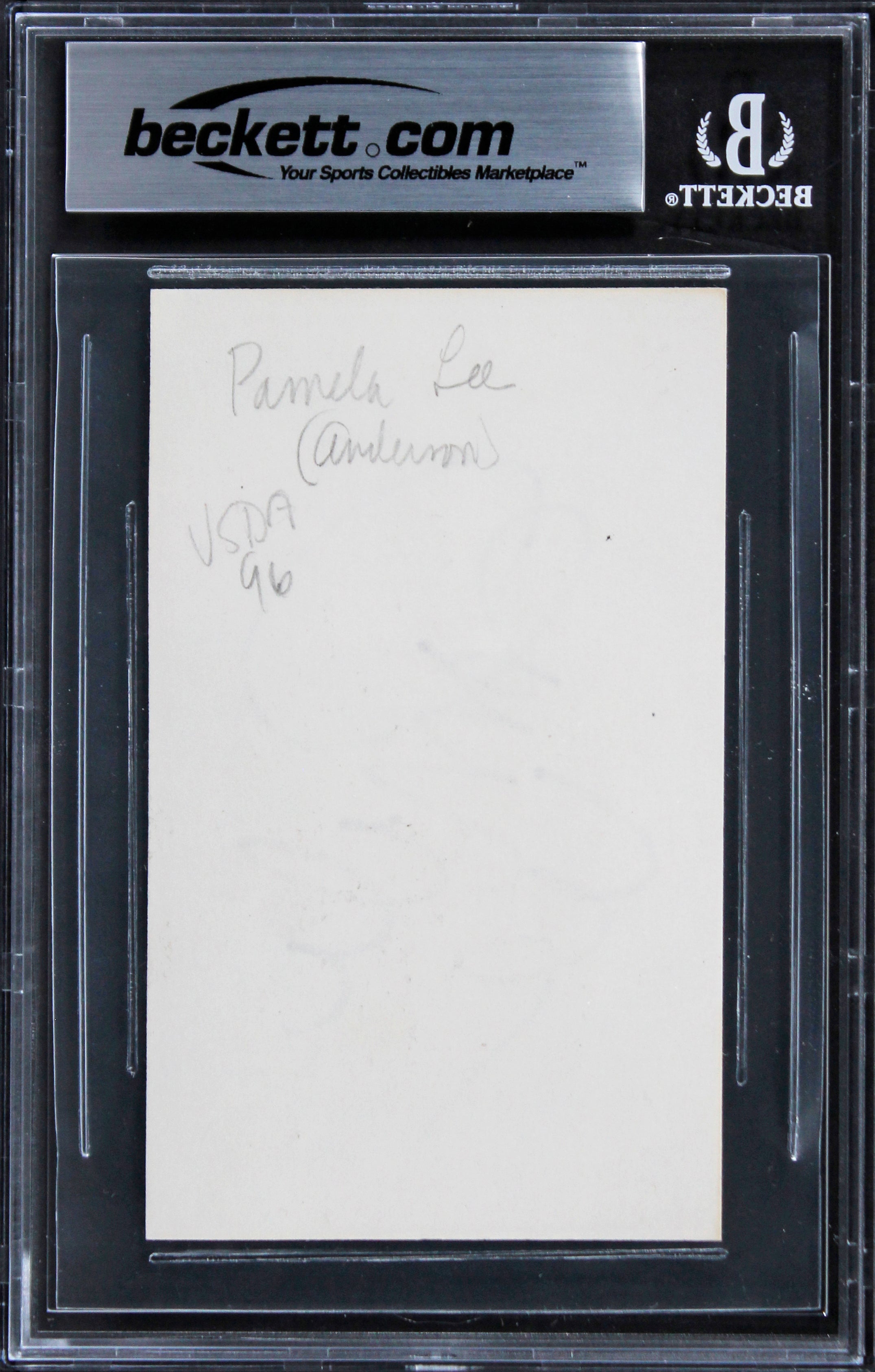 Pamela Anderson Playboy Authentic Signed 3x5 Index Card Autographed BAS Slabbed