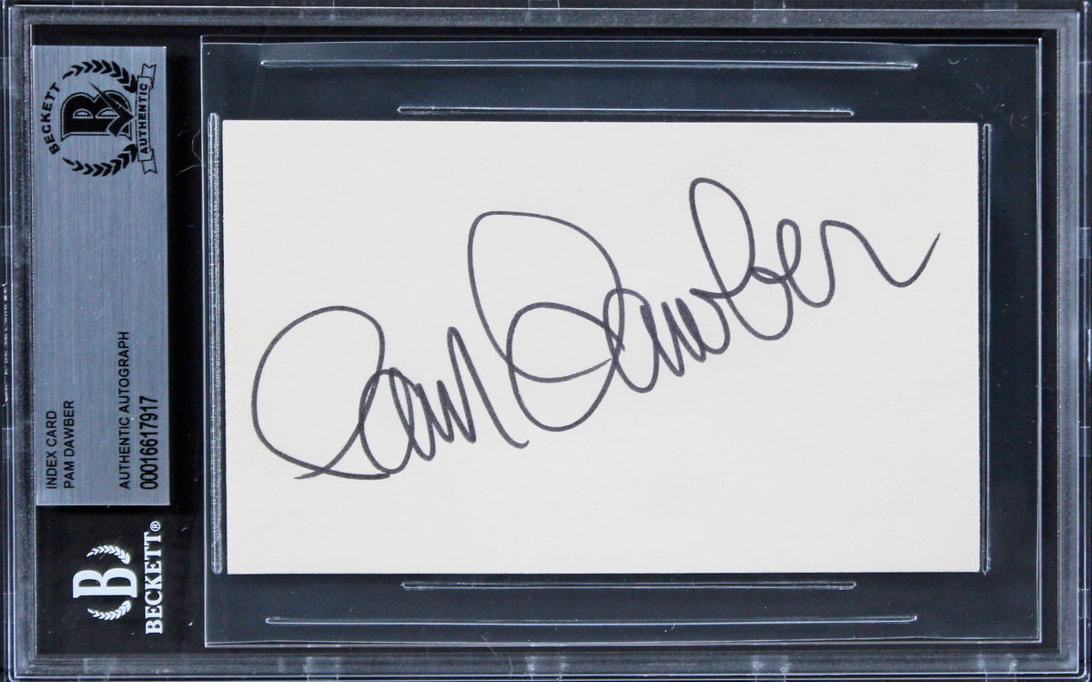 Pam Dawber Mork & Mindy Authentic Signed 3x5 Index Card BAS Slabbed