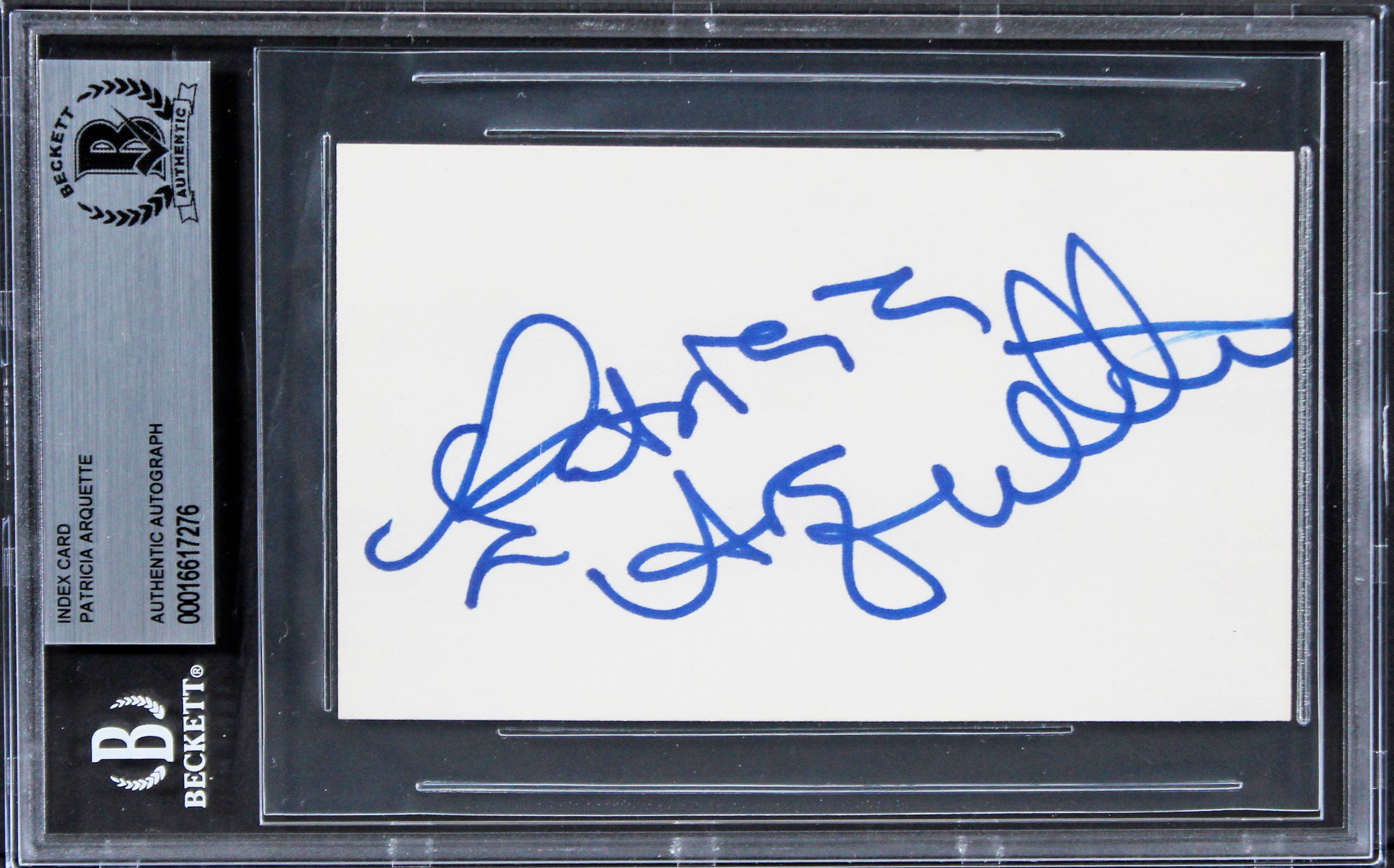 Patricia Arquette True Romance Authentic Signed 3x5 Index Card BAS Slabbed
