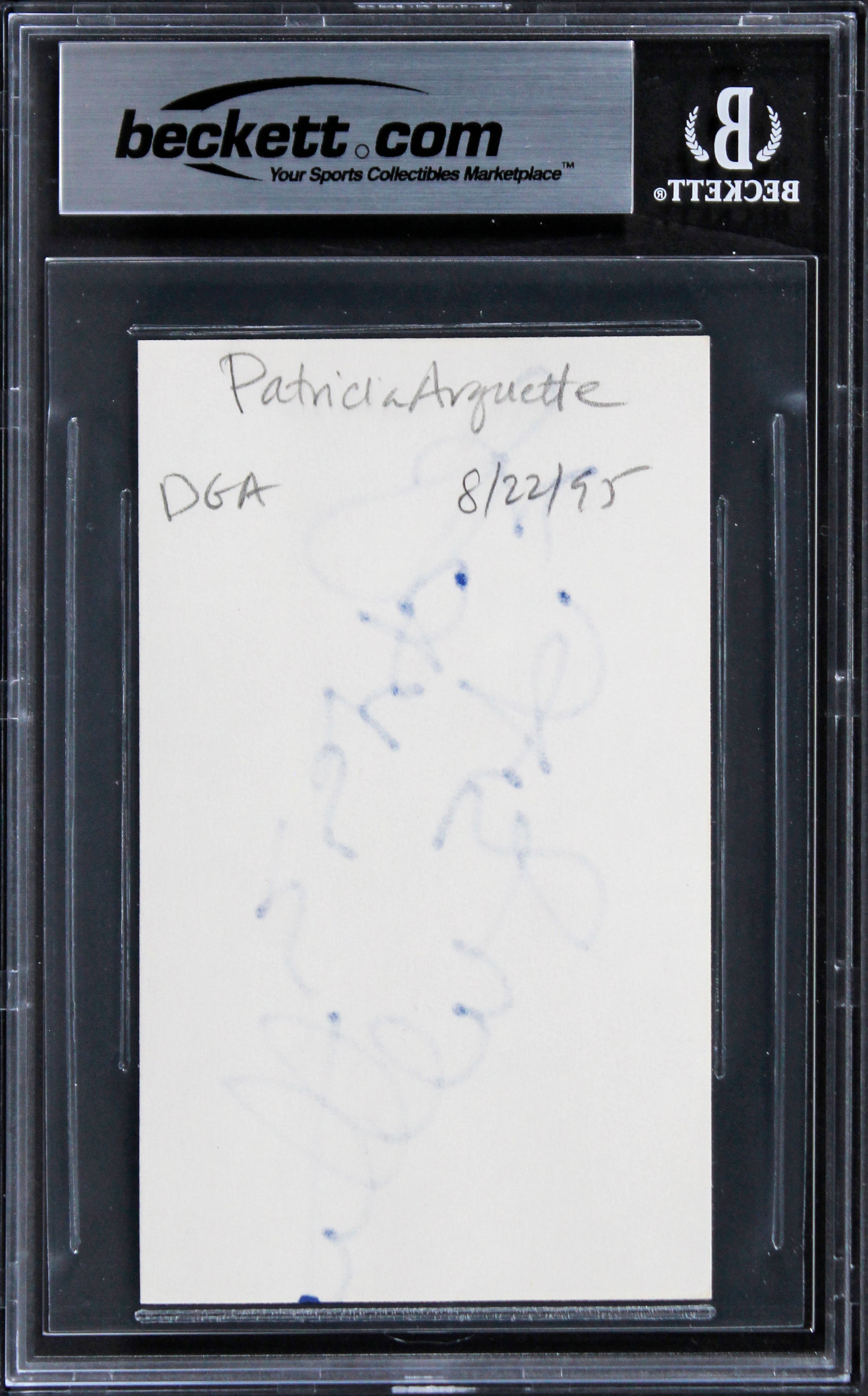 Patricia Arquette True Romance Authentic Signed 3x5 Index Card BAS Slabbed