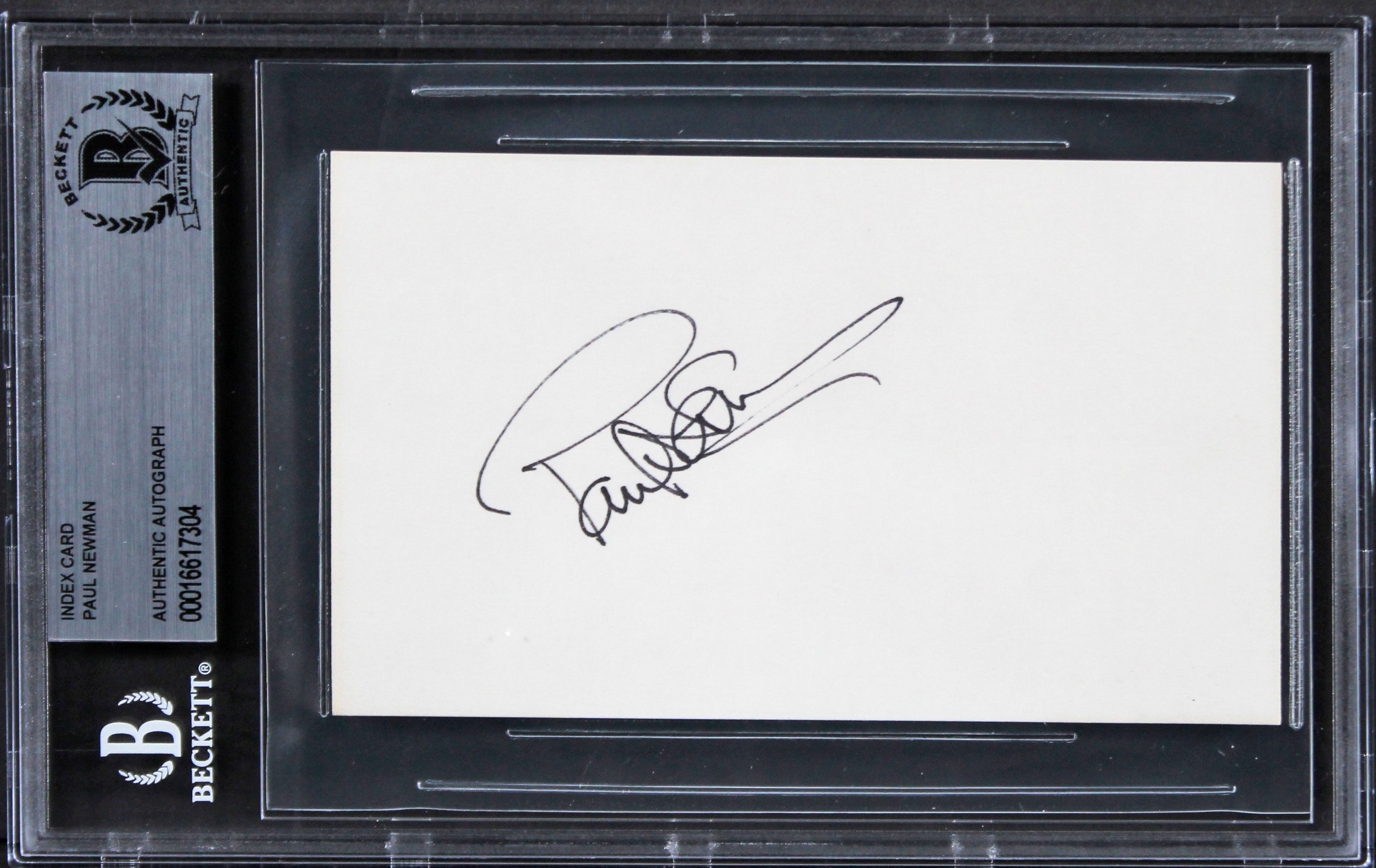 Paul Newman The Hustler Authentic Signed 3x5 Index Card BAS Slabbed 1