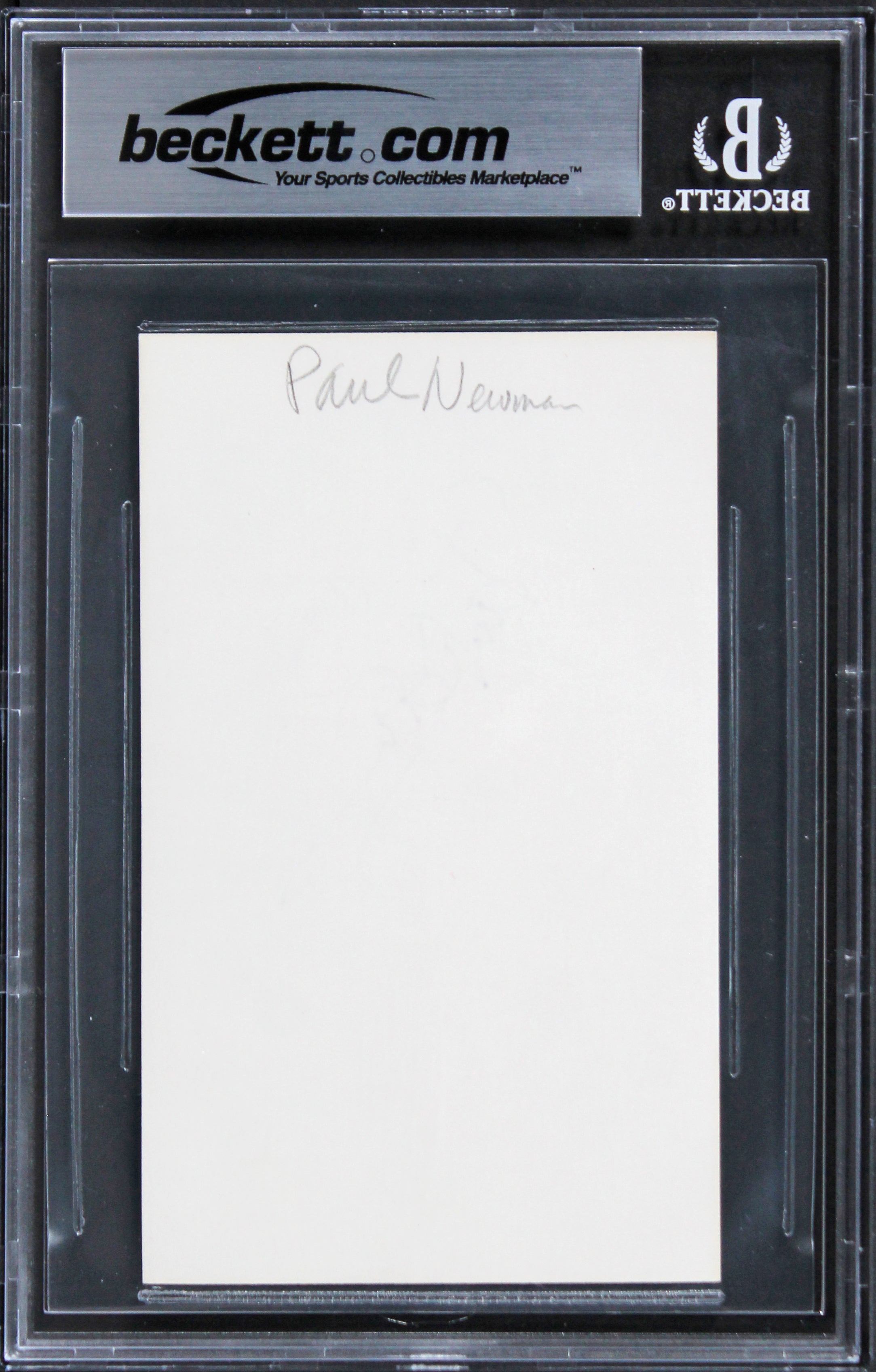 Paul Newman The Hustler Authentic Signed 3x5 Index Card BAS Slabbed 1