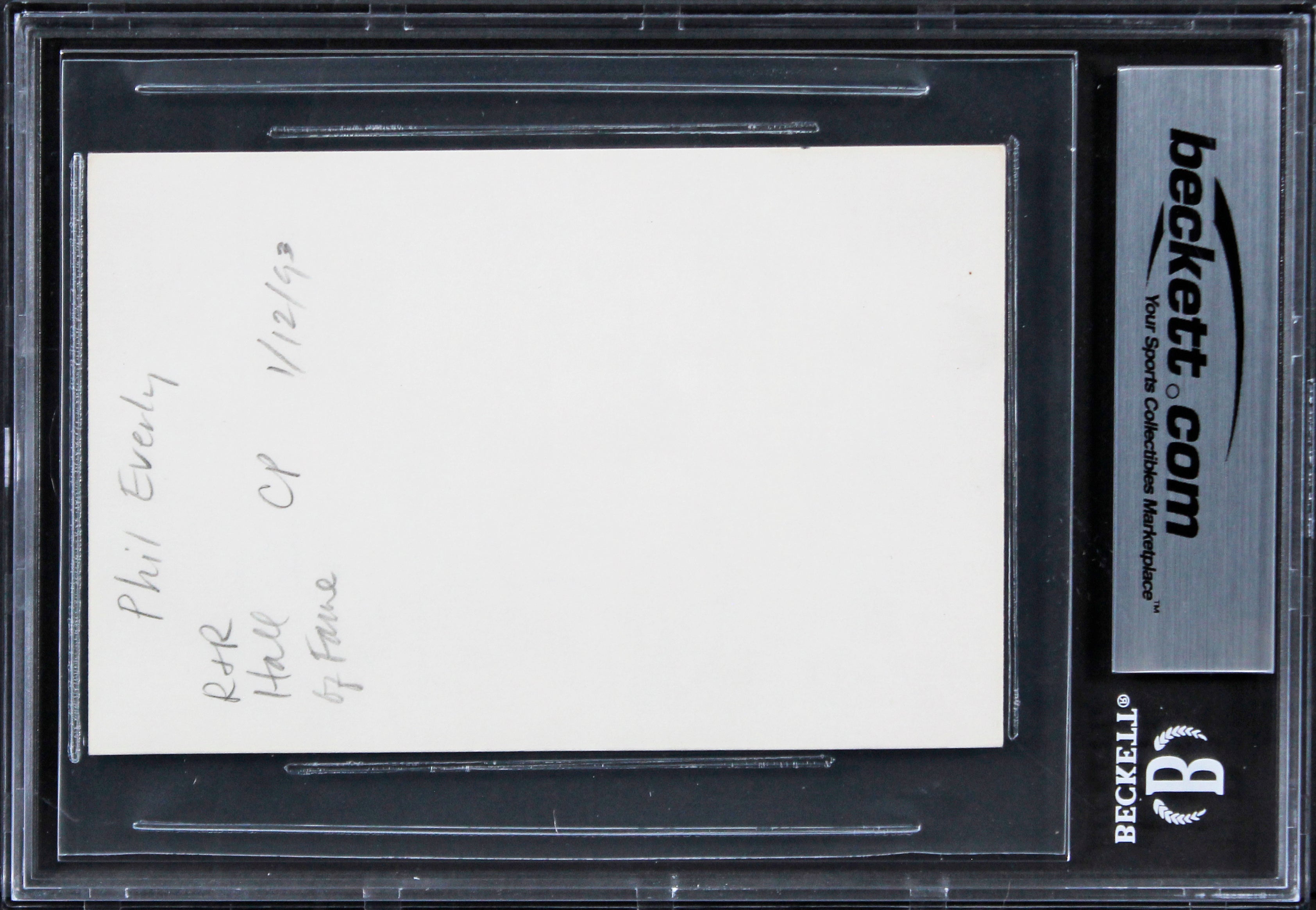 Phil Everly The Everly Brothers Authentic Signed 3x5 Index Card BAS Slabbed