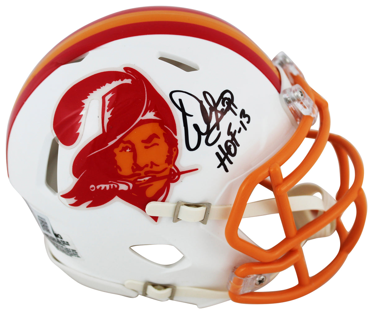Buccaneers Warren Sapp "HOF 13" Signed 76-96 TB Speed Mini Helmet W/ Case BAS Wt