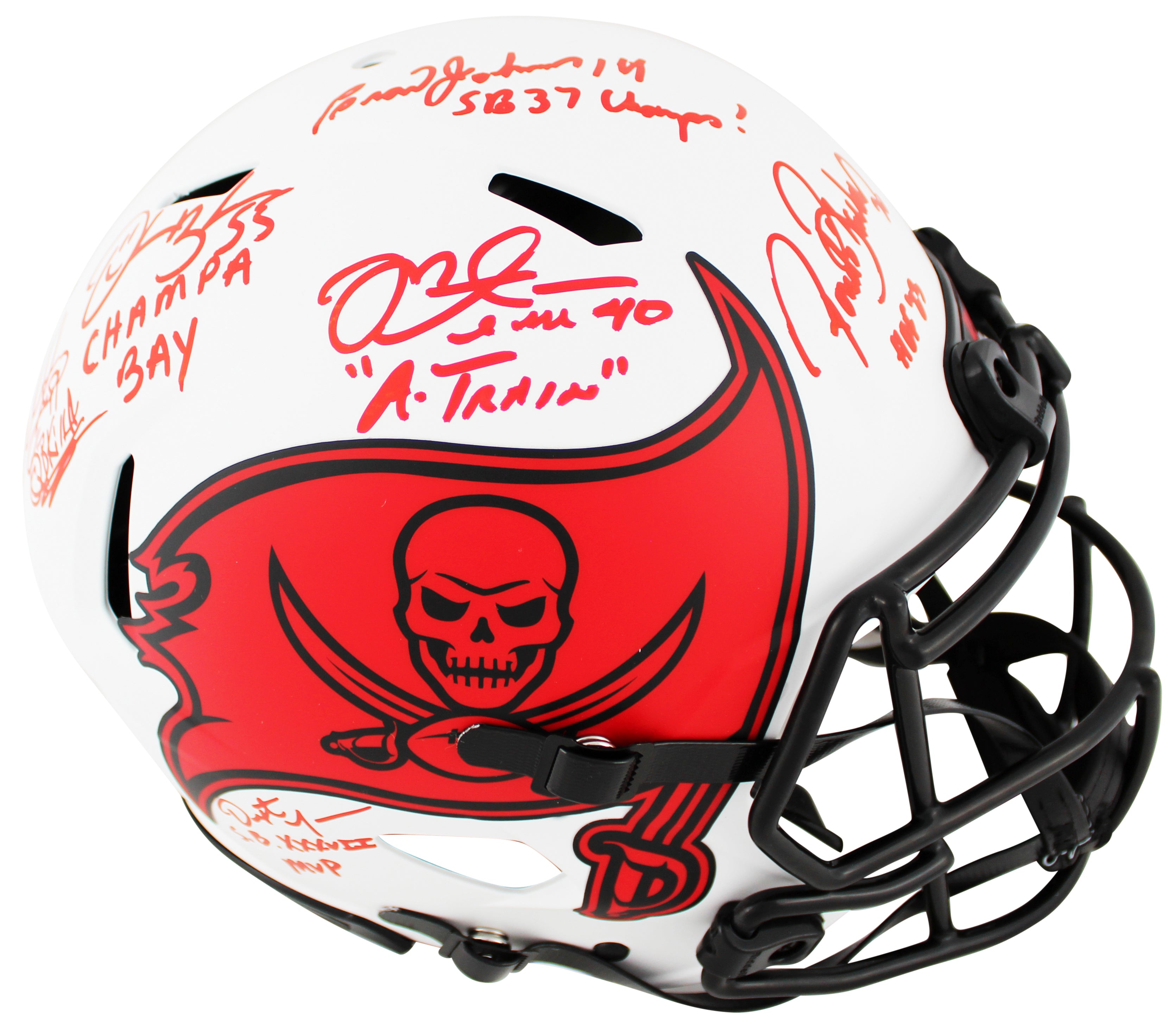 Bucs SB 37 Sapp, Brooks, Alstott +3 Signed Lunar F/S Speed Proline Helmet BAS W