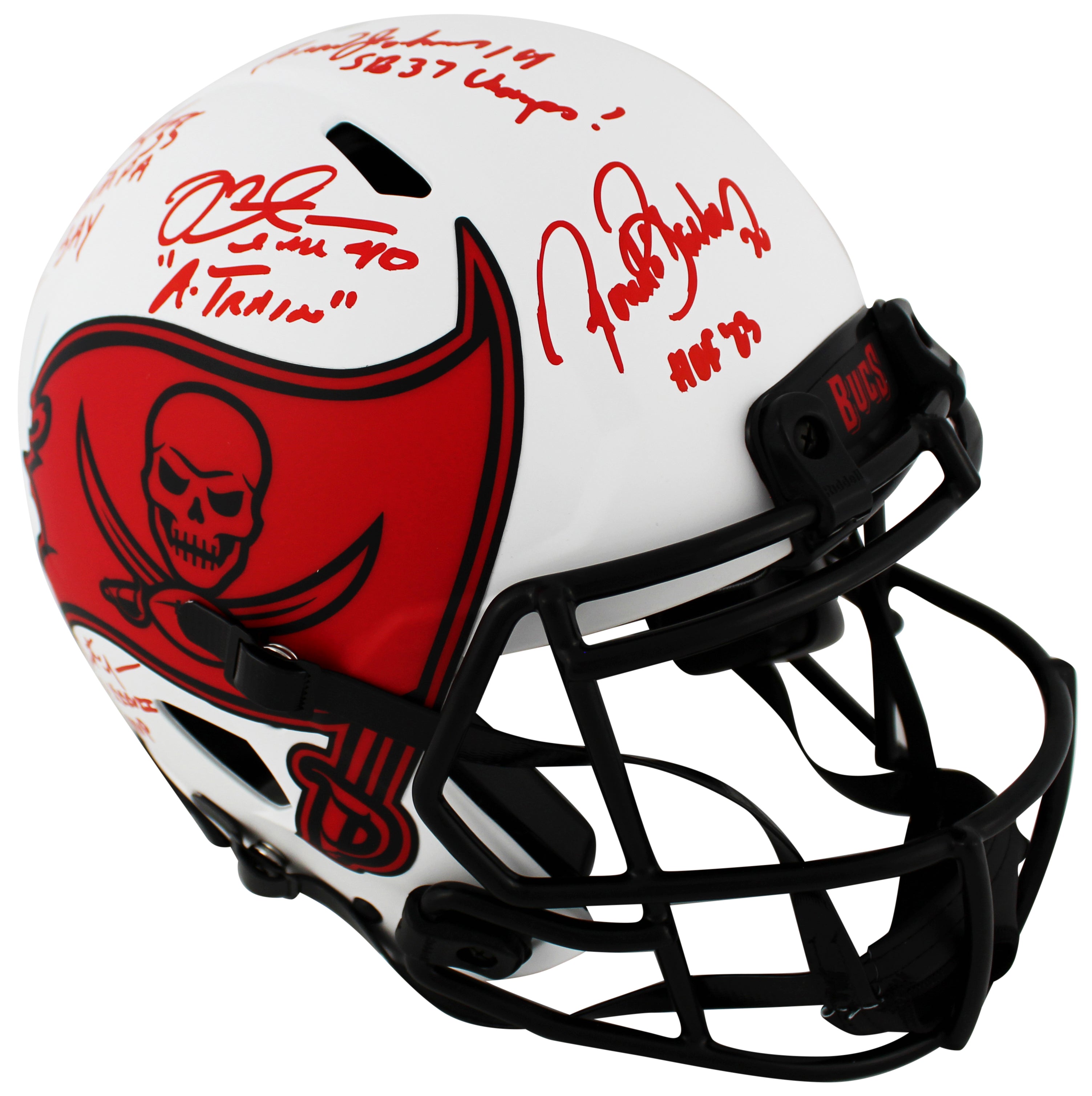 Bucs SB 37 Sapp, Brooks, Alstott +3 Signed Lunar F/S Speed Proline Helmet BAS W