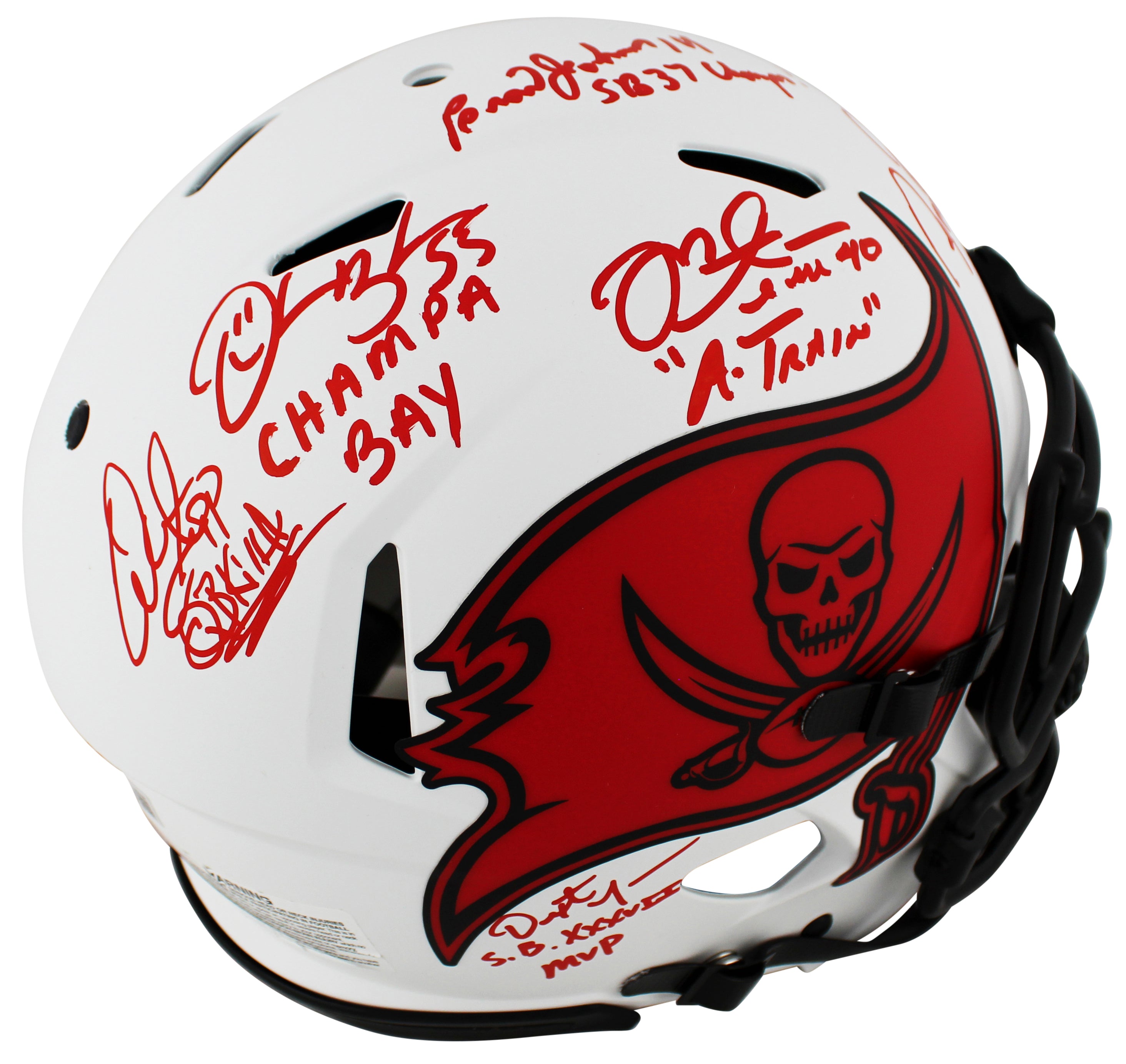Bucs SB 37 Sapp, Brooks, Alstott +3 Signed Lunar F/S Speed Proline Helmet BAS W