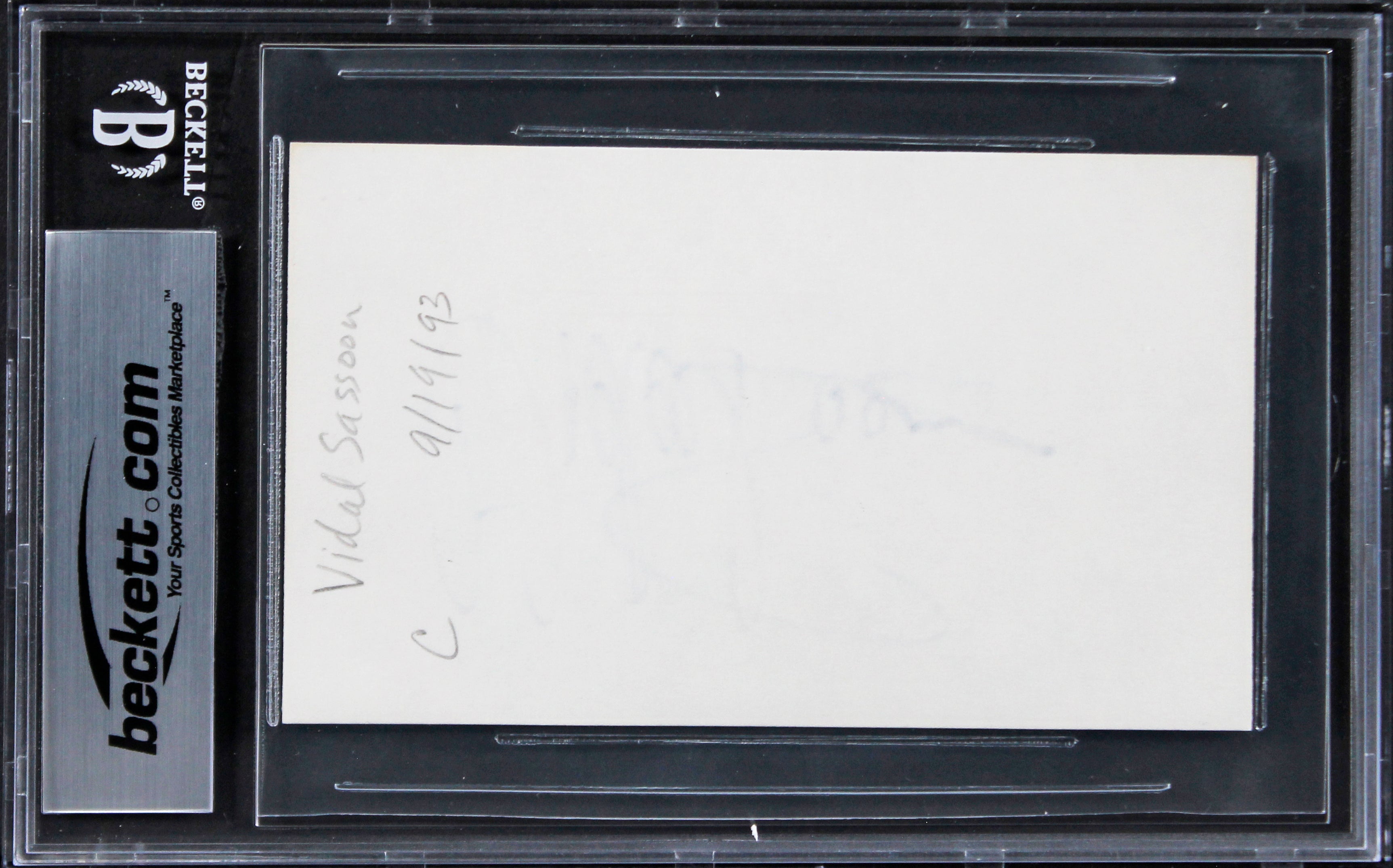 Vidal Sassone Vidal Sassoon: The Movie Signed 3x5 Index Card BAS #16617928