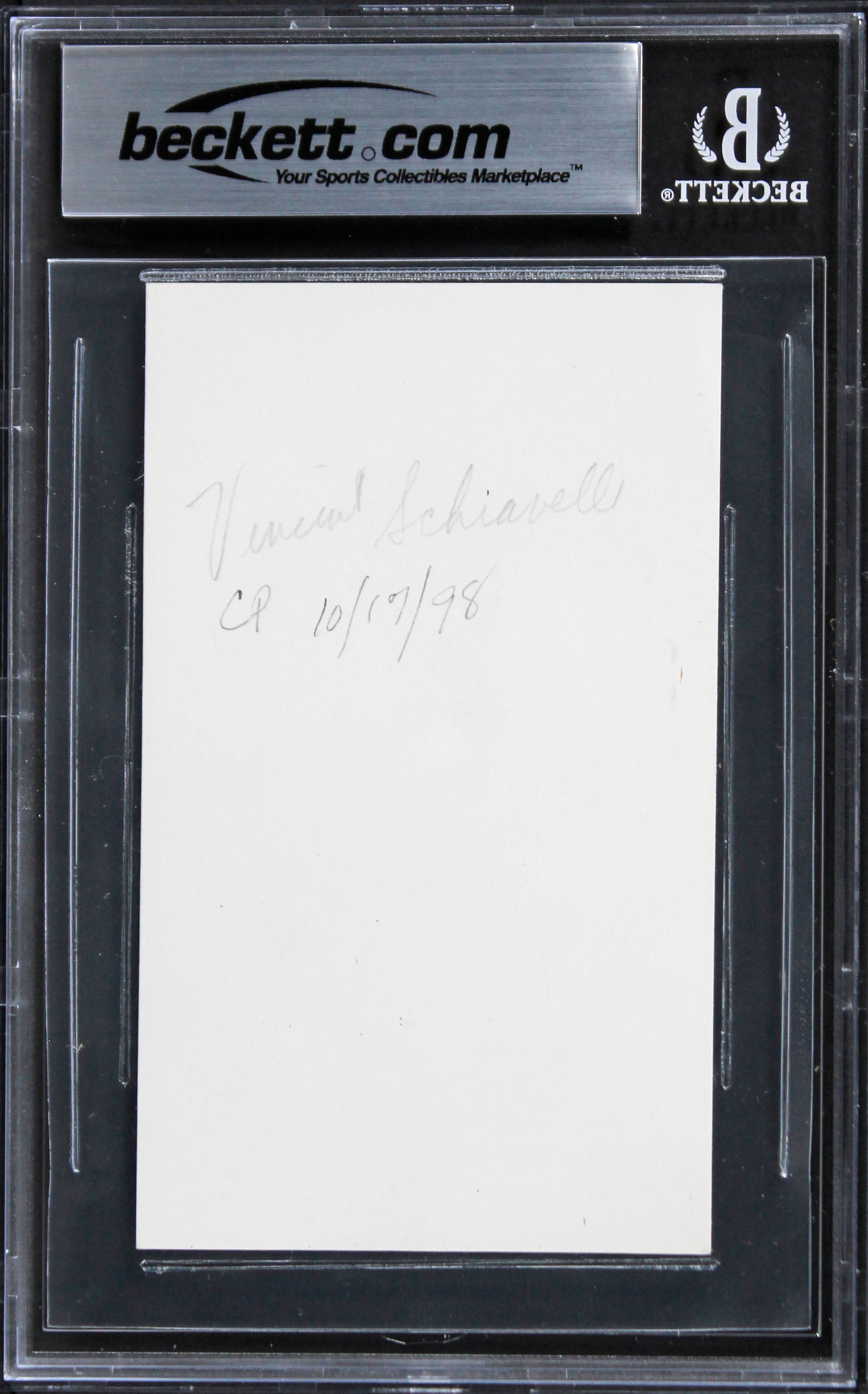 Vincent Schiavelli Ghost Authentic Signed 3x5 Index Card BAS Slabbed